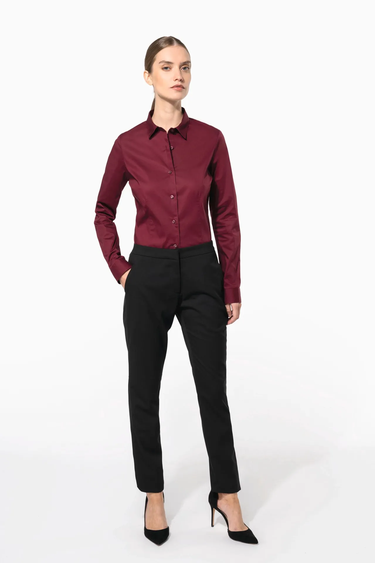 Damen Stretchbluse Langarm