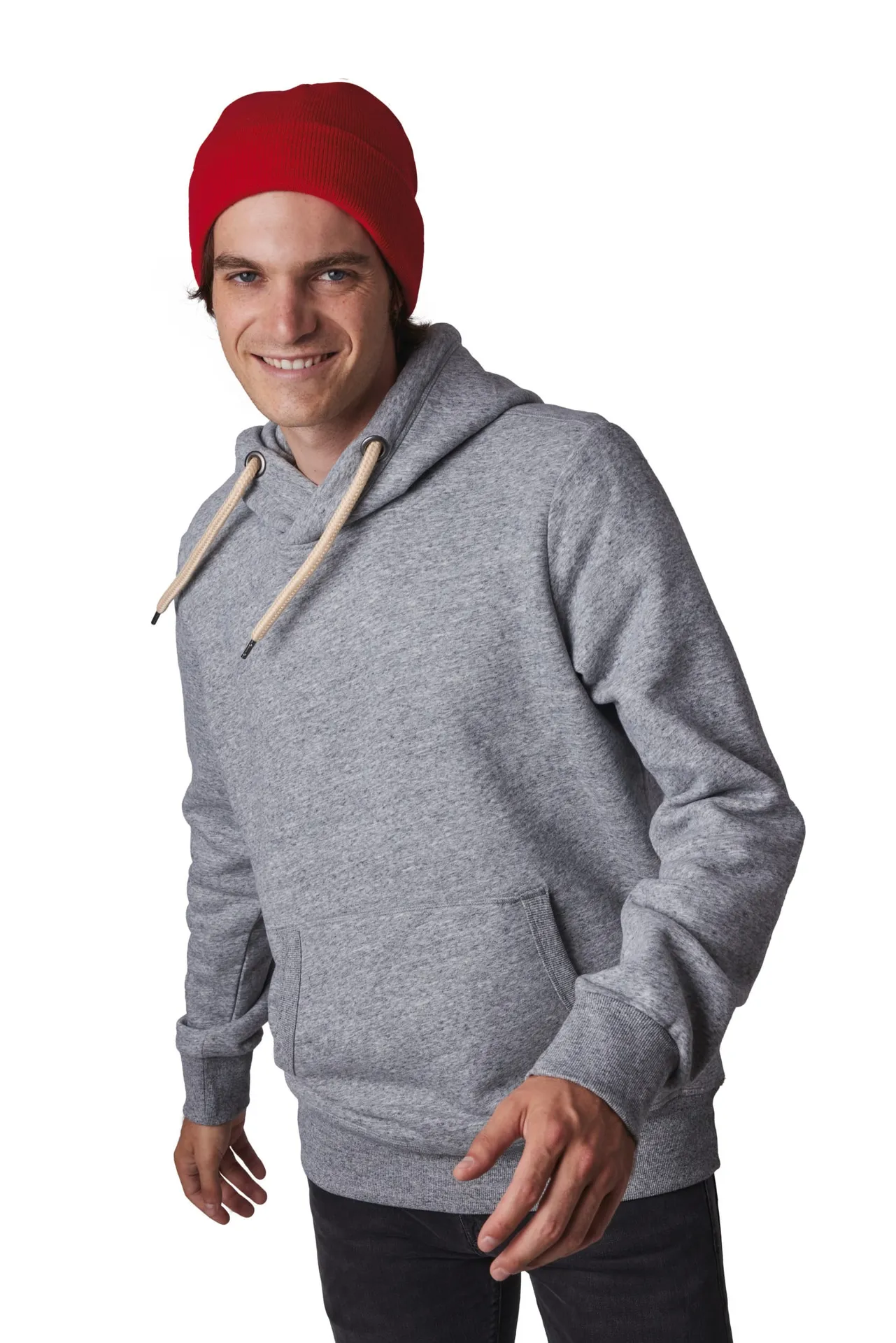 Recycelte Mütze mit Strickumschlag