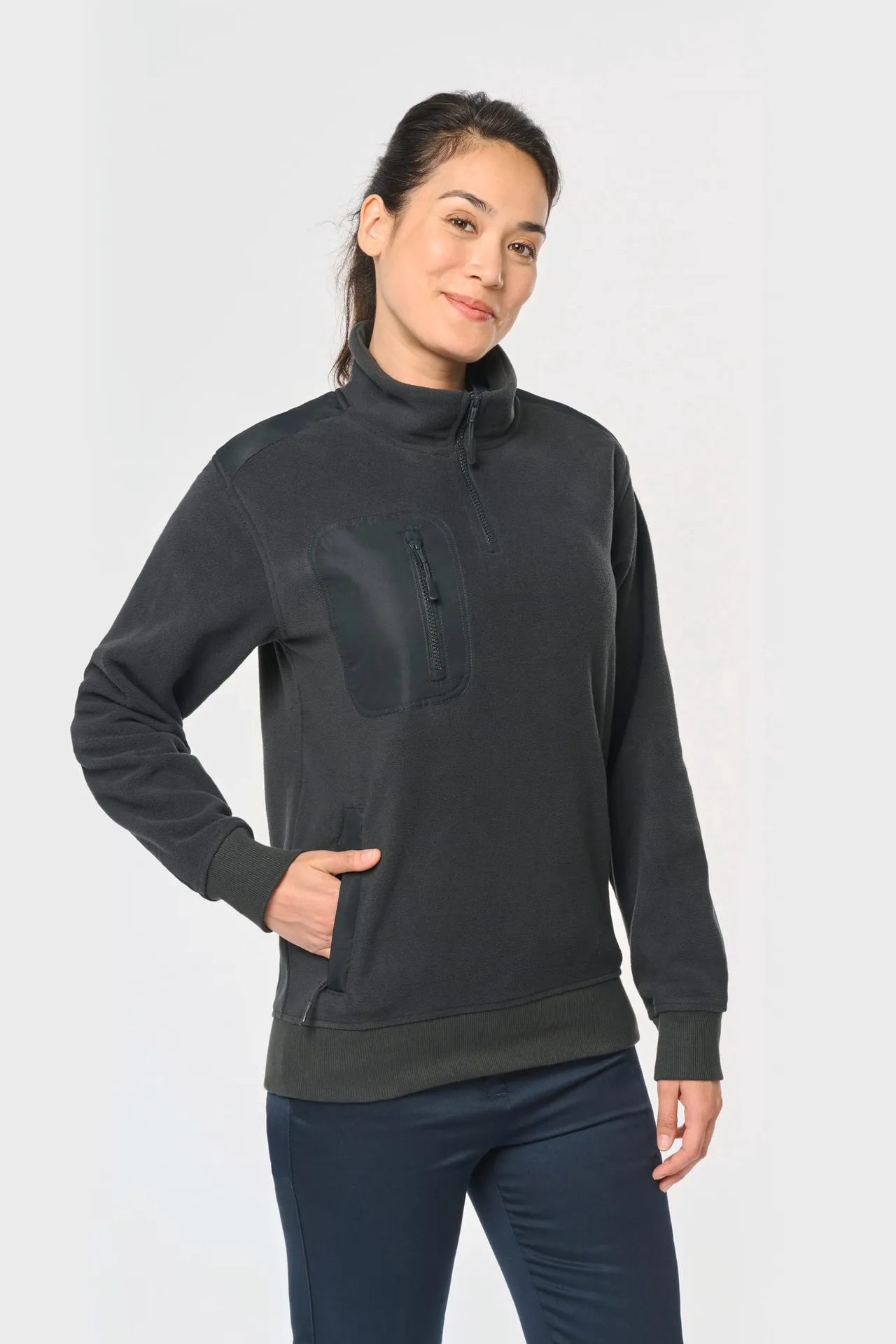 Umweltfreundlicher Fleecepullover mit Reißverschlusskragen, Unisex