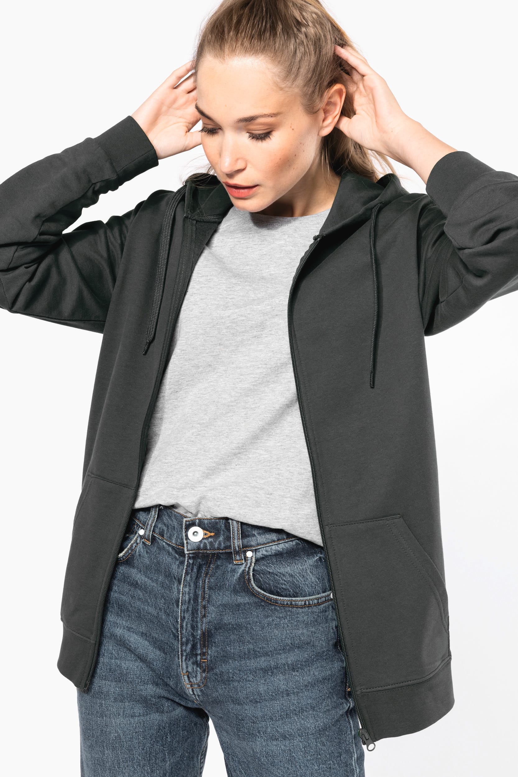 Recyceltes Unisex-Sweatshirt mit Reißverschluss und Kapuze