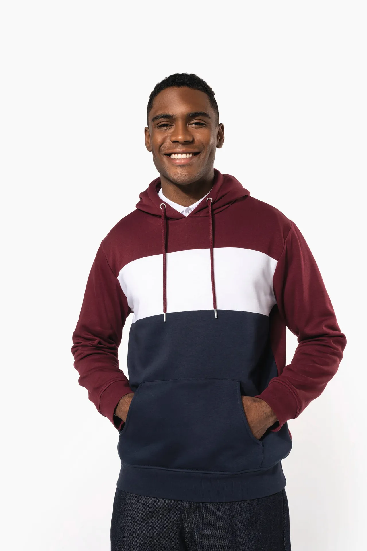 Dreifarbiges Kapuzensweatshirt, Unisex