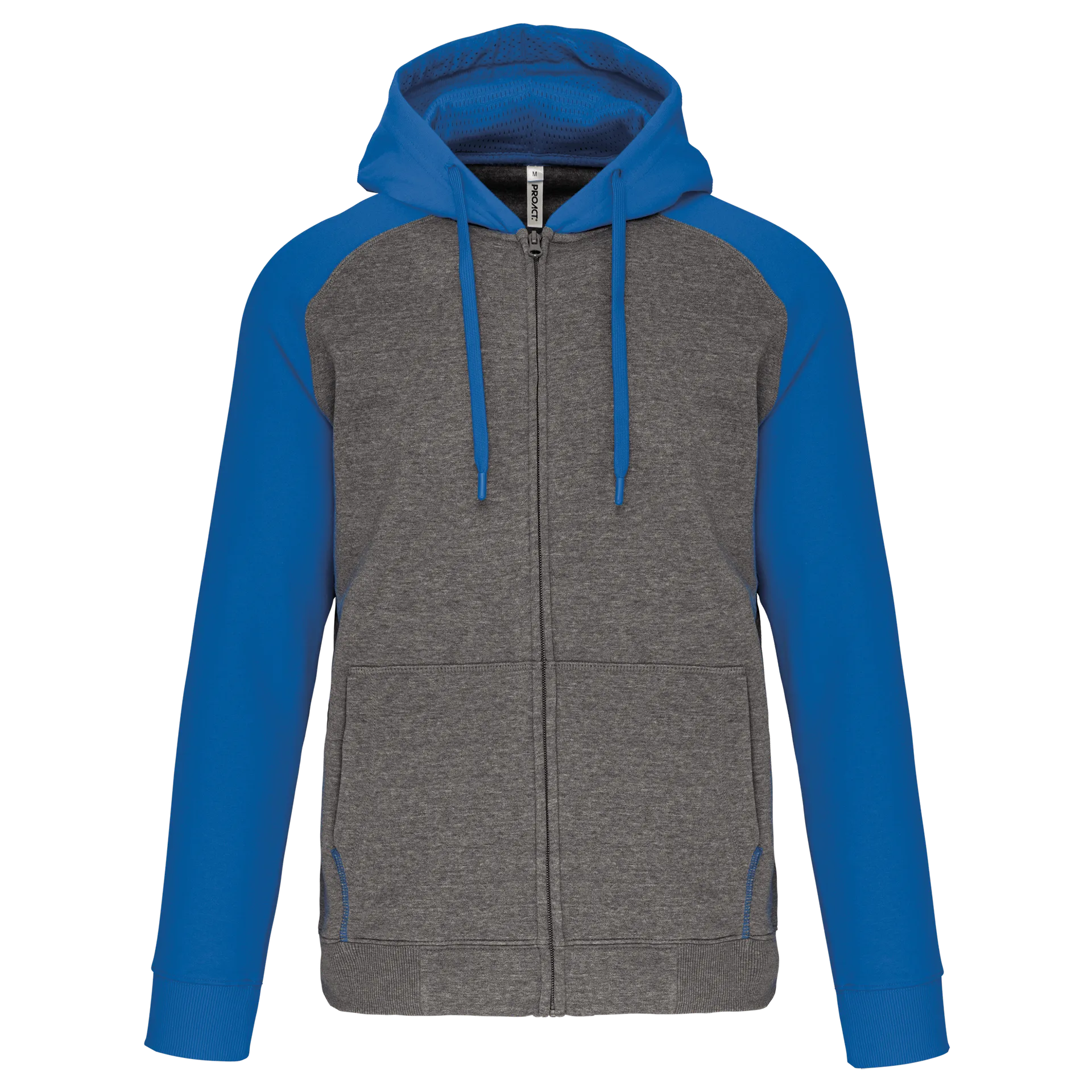 Zweifarbige Unisex-Fleecejacke mit Reißverschluss und Kapuze