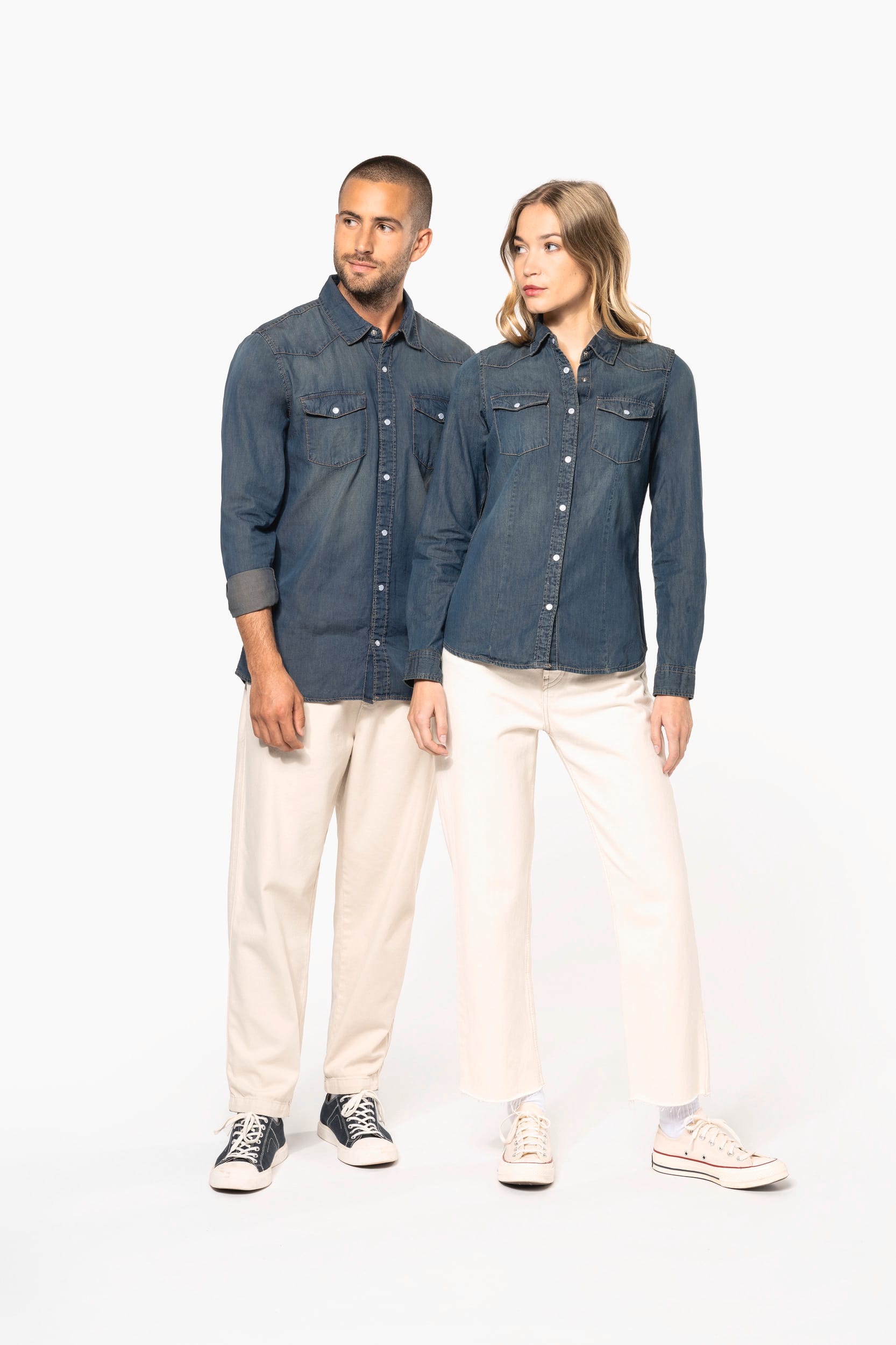 Herren denim-hemd langarm