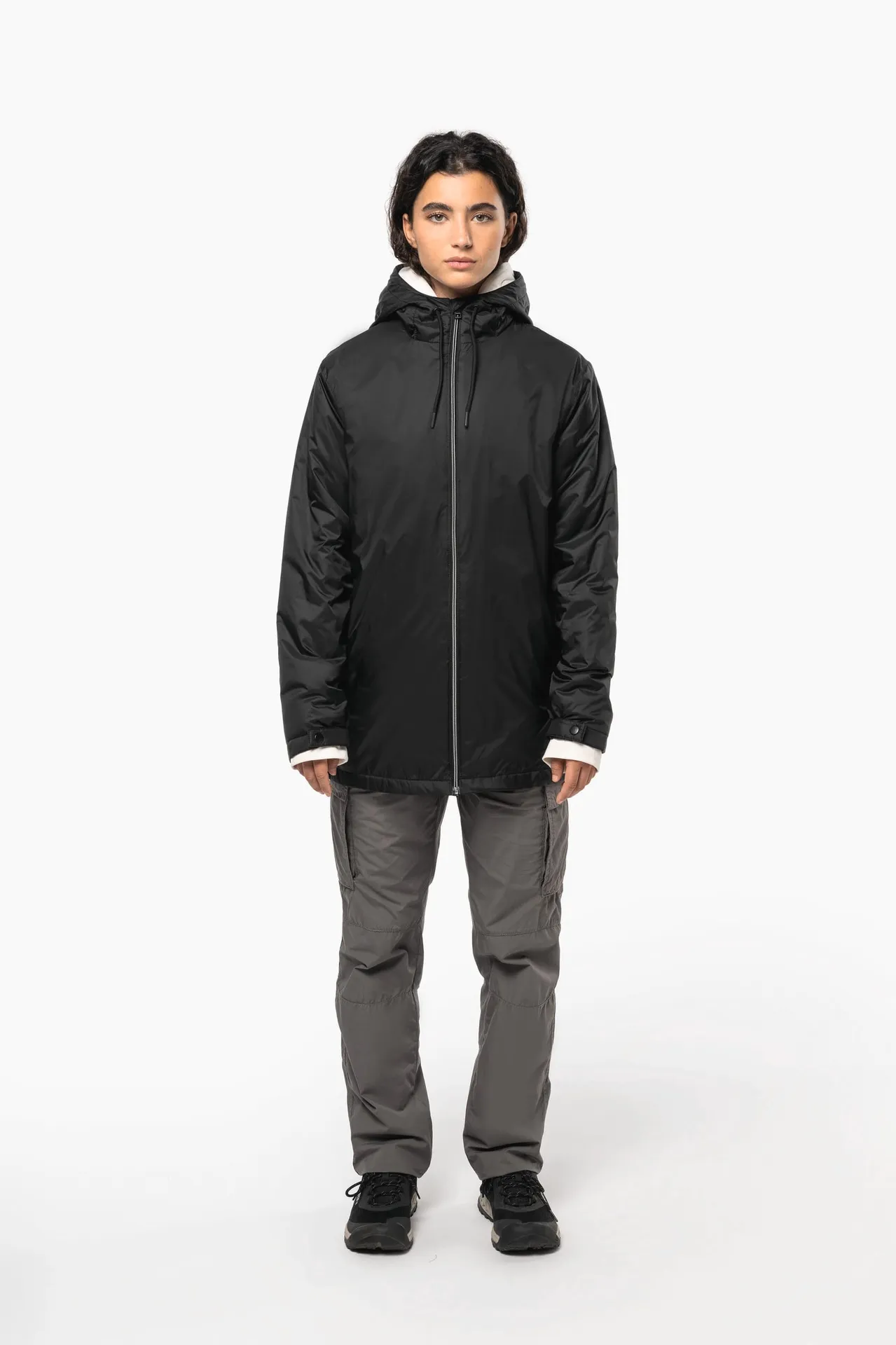 Gefütterte Unisex-Kapuzenjacke aus Mikrofleece