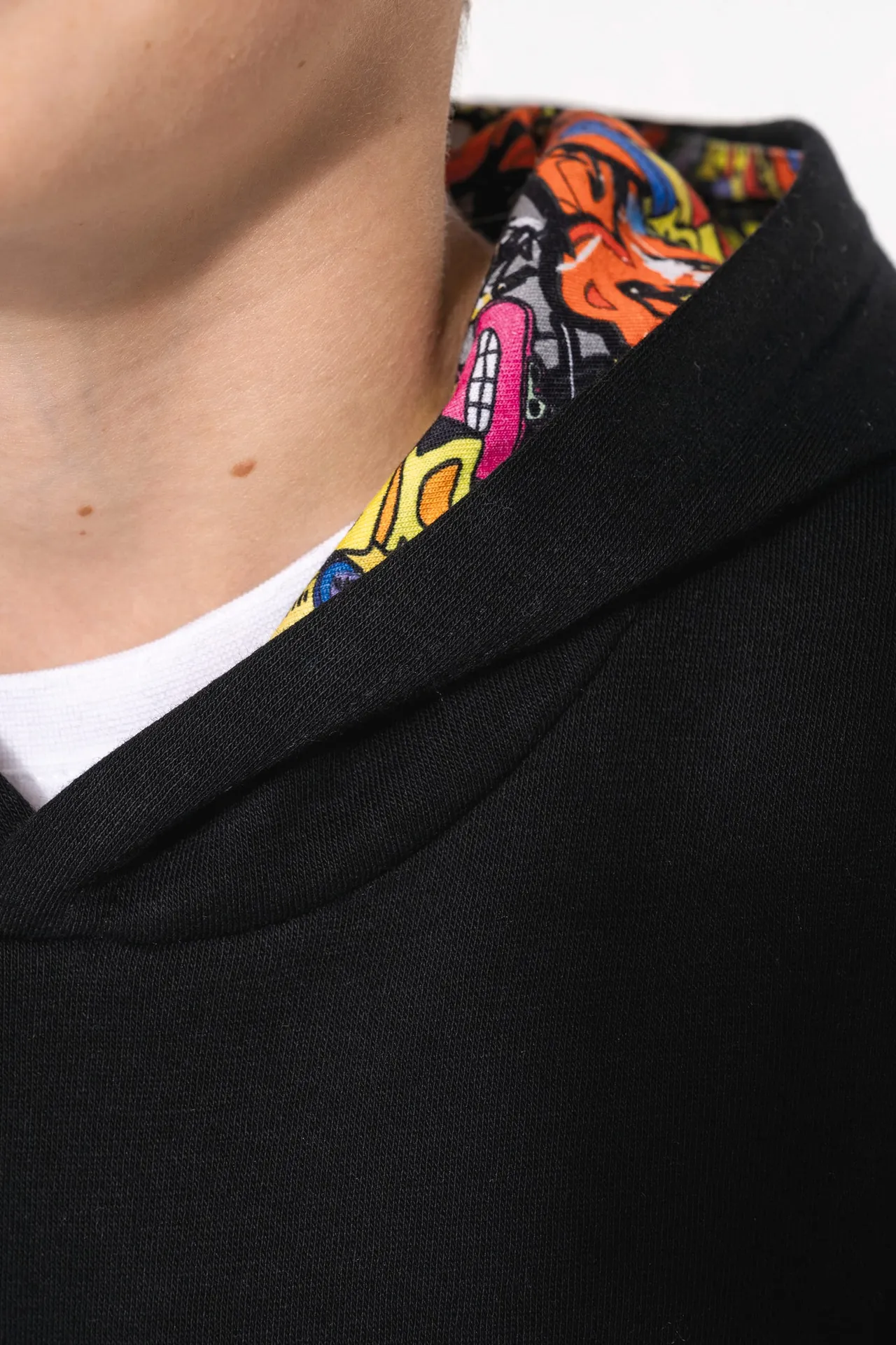 Kapuzensweatshirt mit kontrastfarbener Kapuze und Motiven für Kinder