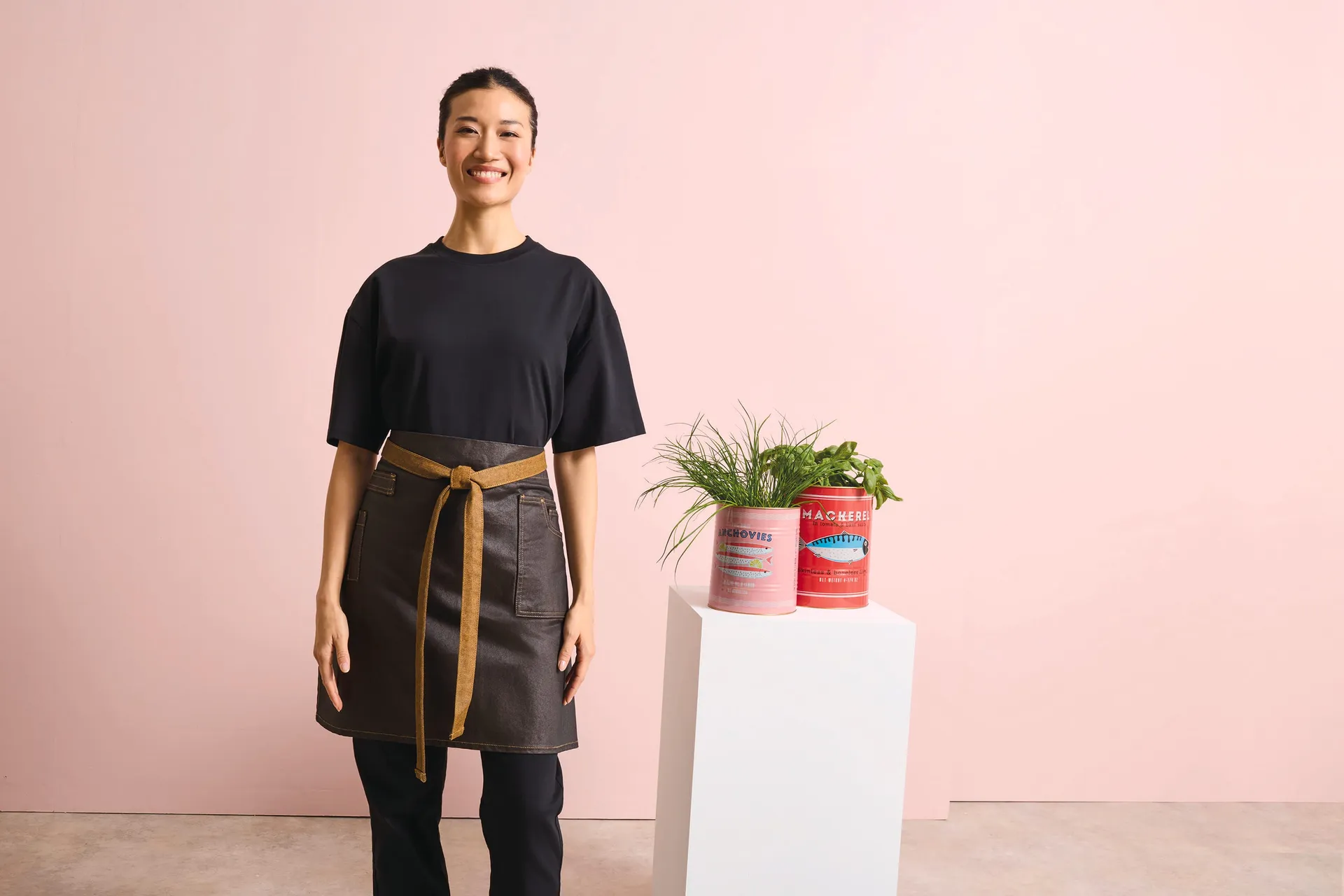 Division - Waxed look denim waist apron