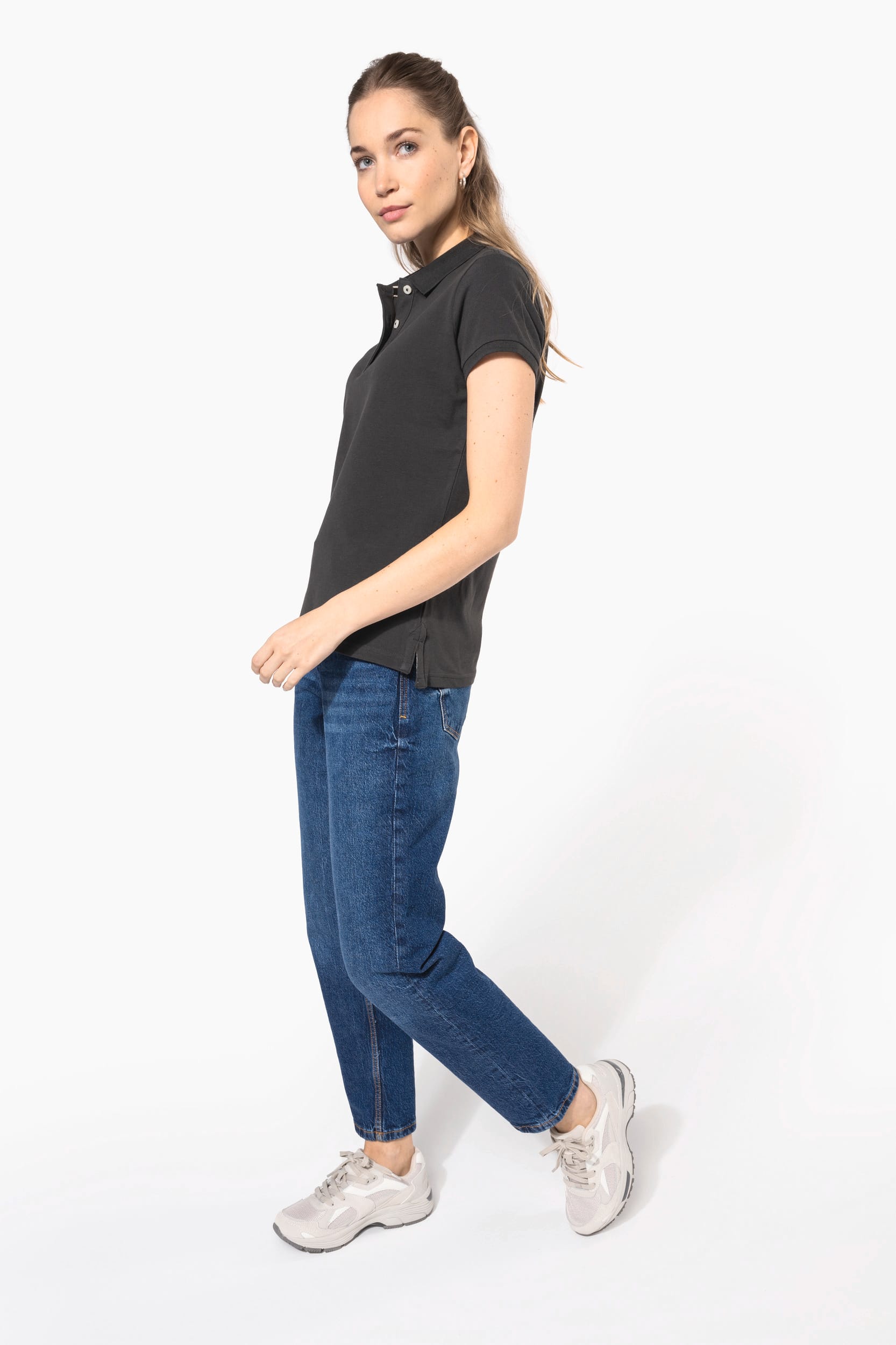 Kurzarm-Polohemd für Damen im Vintage-Stil