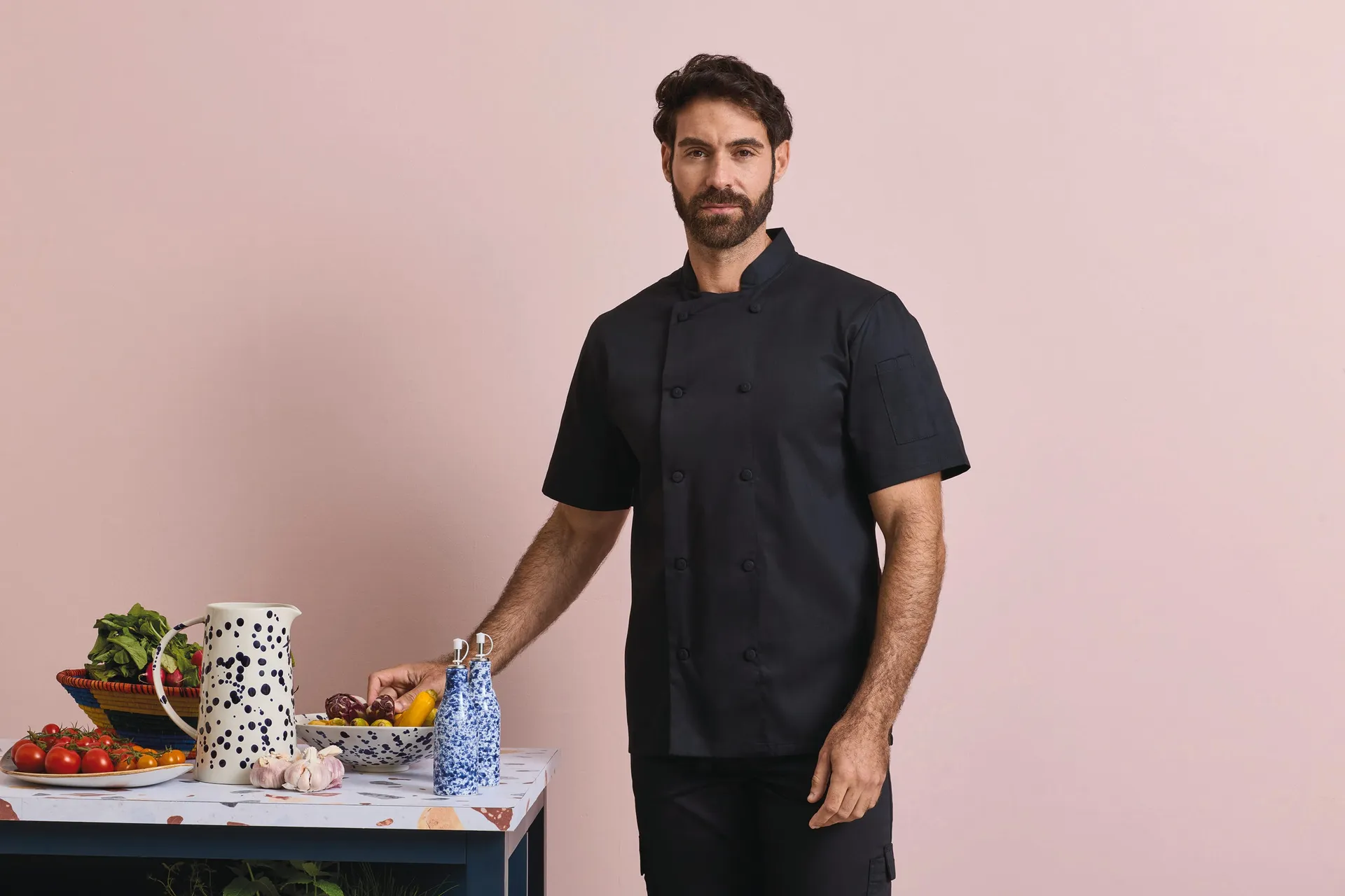 Kurzärmlige Coolchecker®-Kochjacke