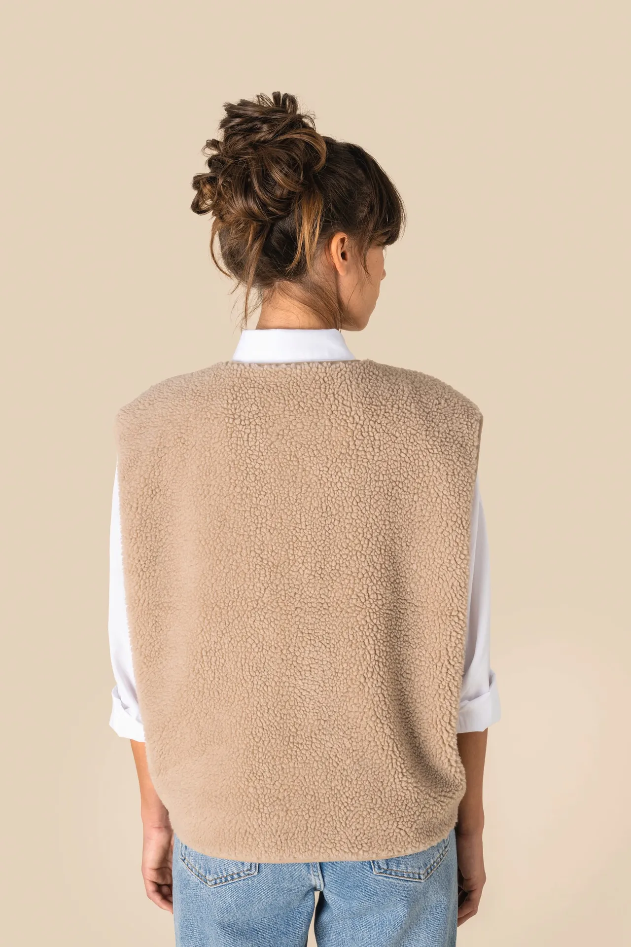 Ärmellose Sherpa-Jacke für Damen