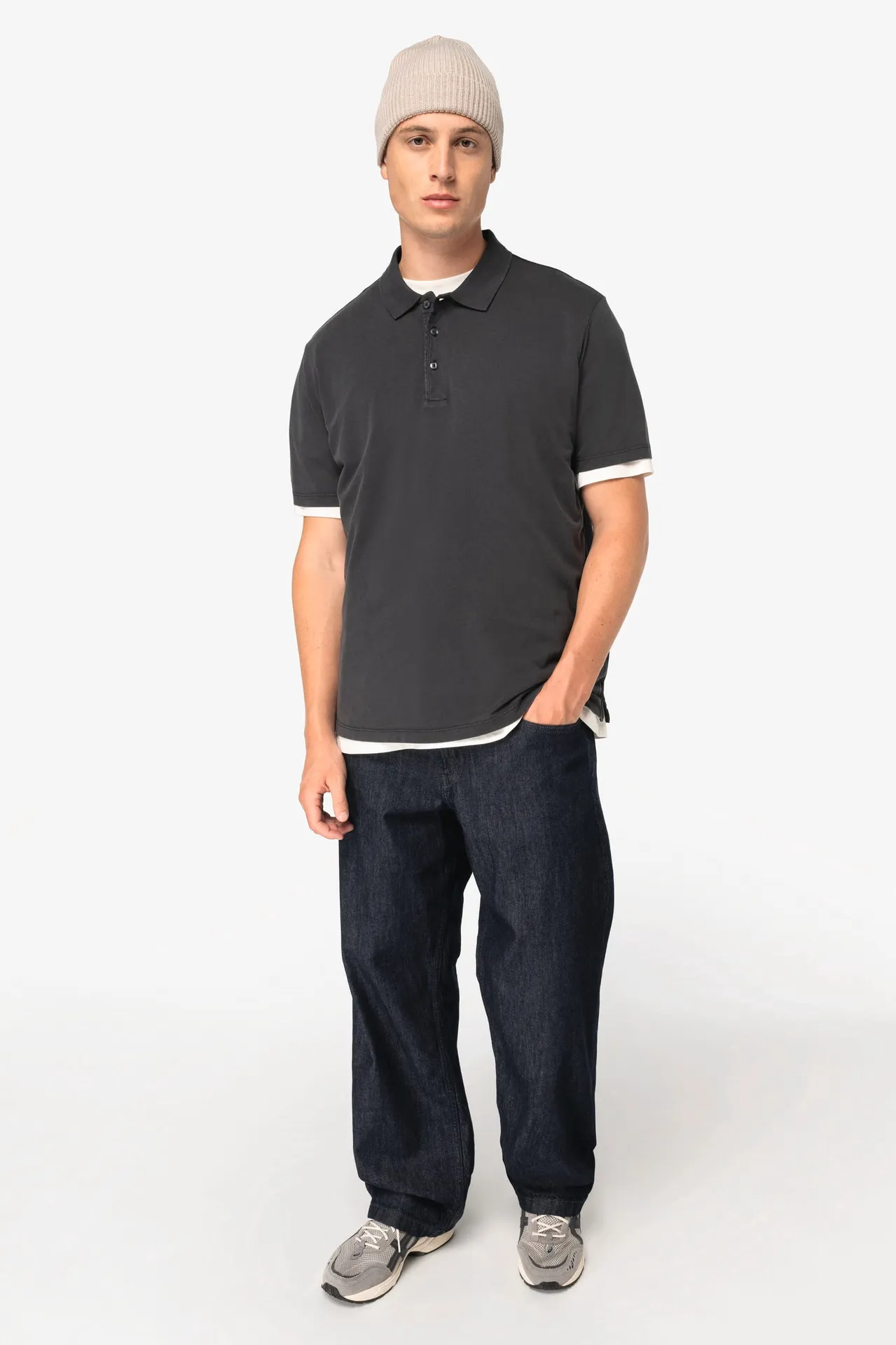 Umweltfreundliches ausgewaschenes Herren-Polohemd aus Jersey