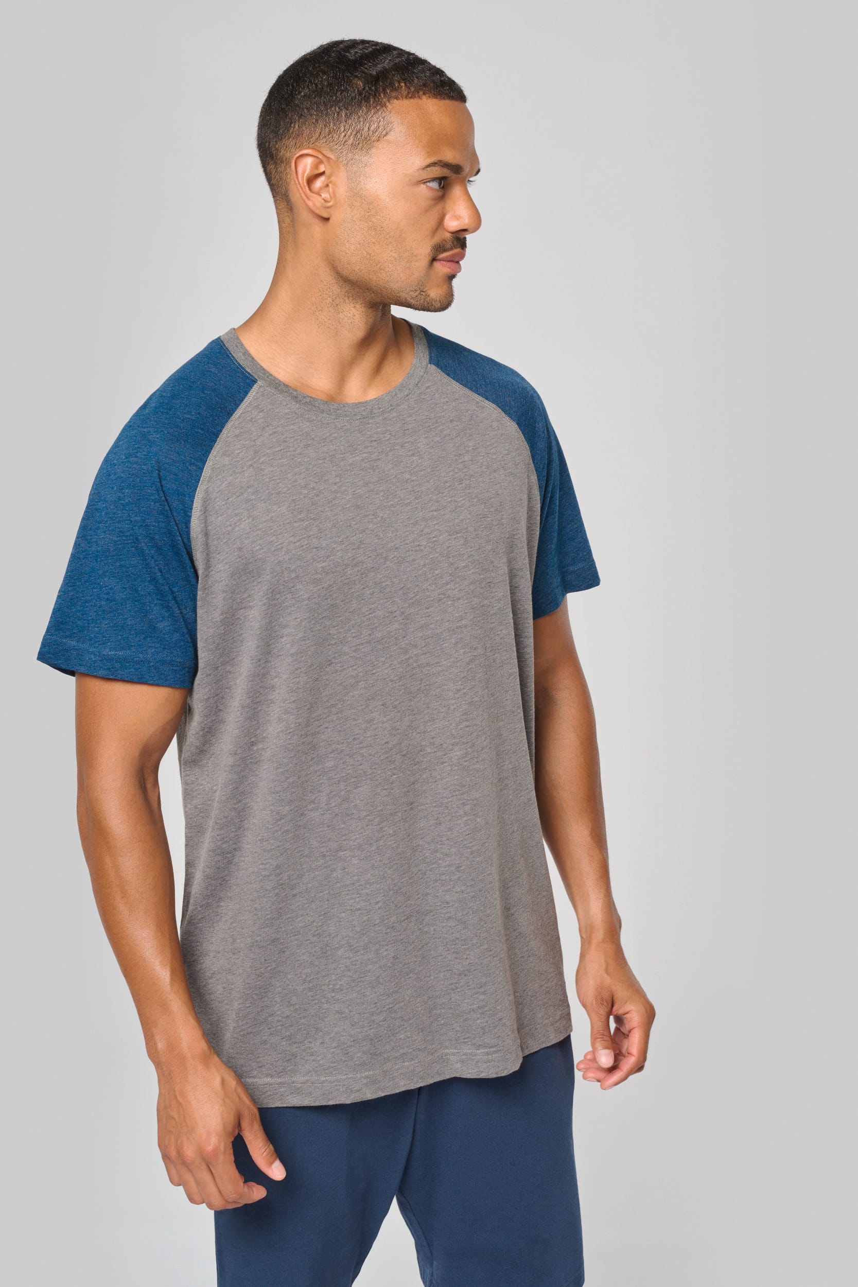 Zweifarbiges Triblend Sport-T-Shirt mit kurzen Ärmeln für Erwachsene