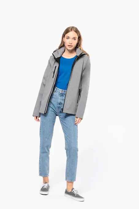 3-lagige Unisex-Softshell-Jacke mit Kapuze und abnehmbaren Ärmeln