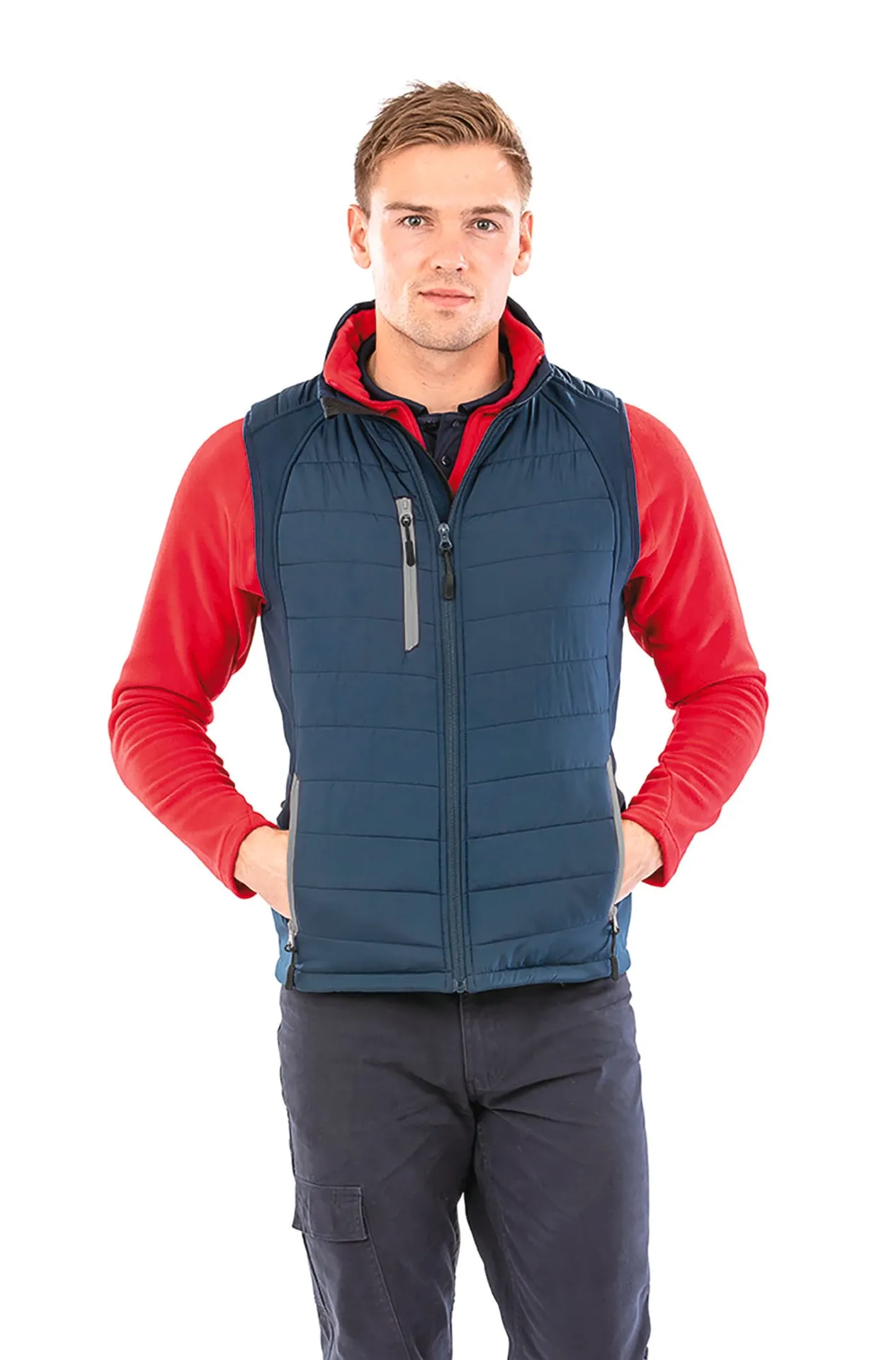 Black compass padded soft shell gilet