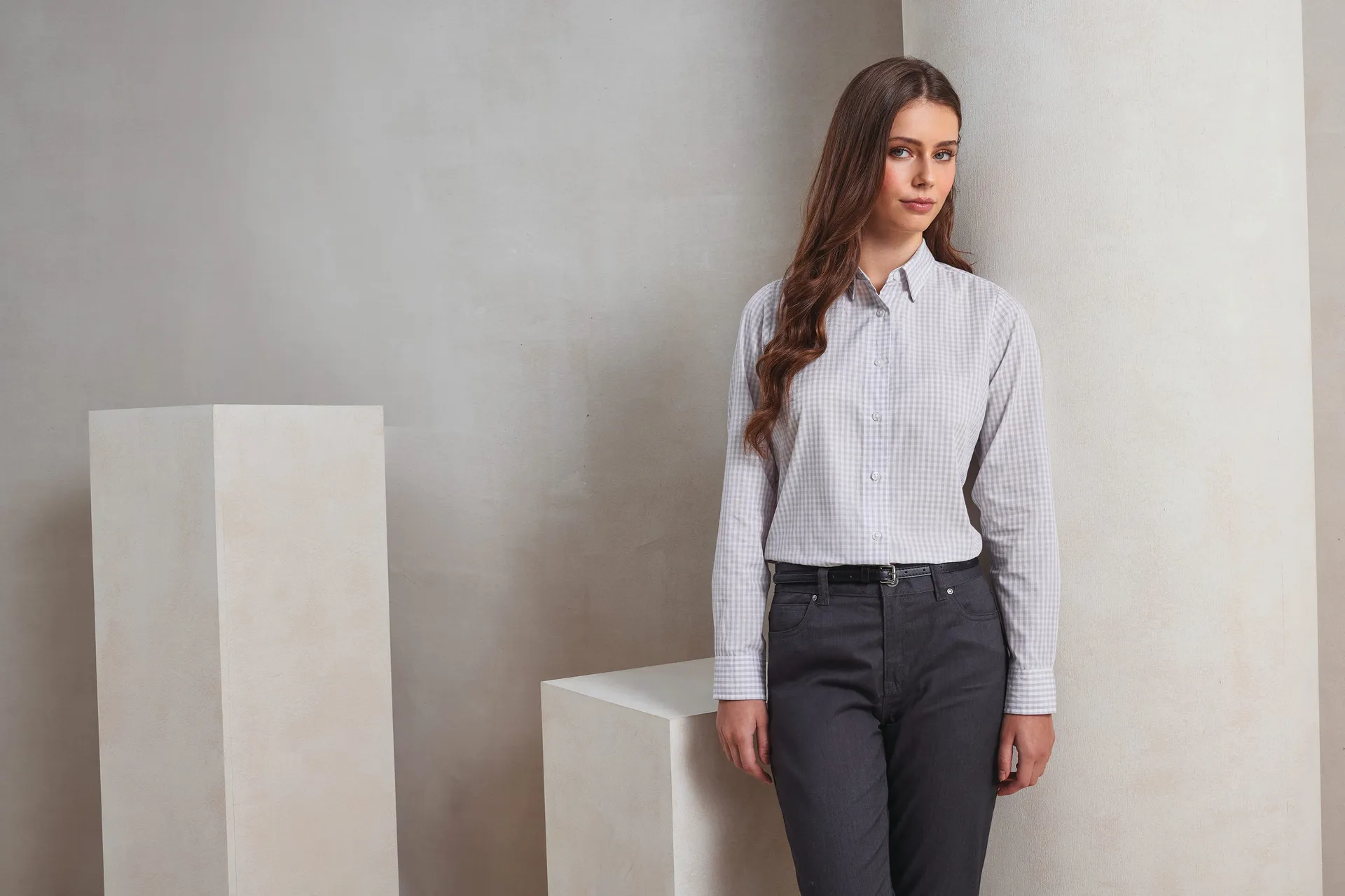 Bluse mit großen Vichy-Karos