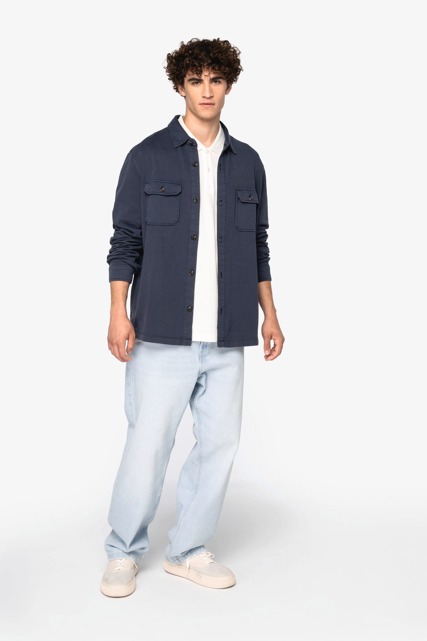 Umweltfreundliche Ausgewaschenes Herren Überhemd aus gebürstetem Molton