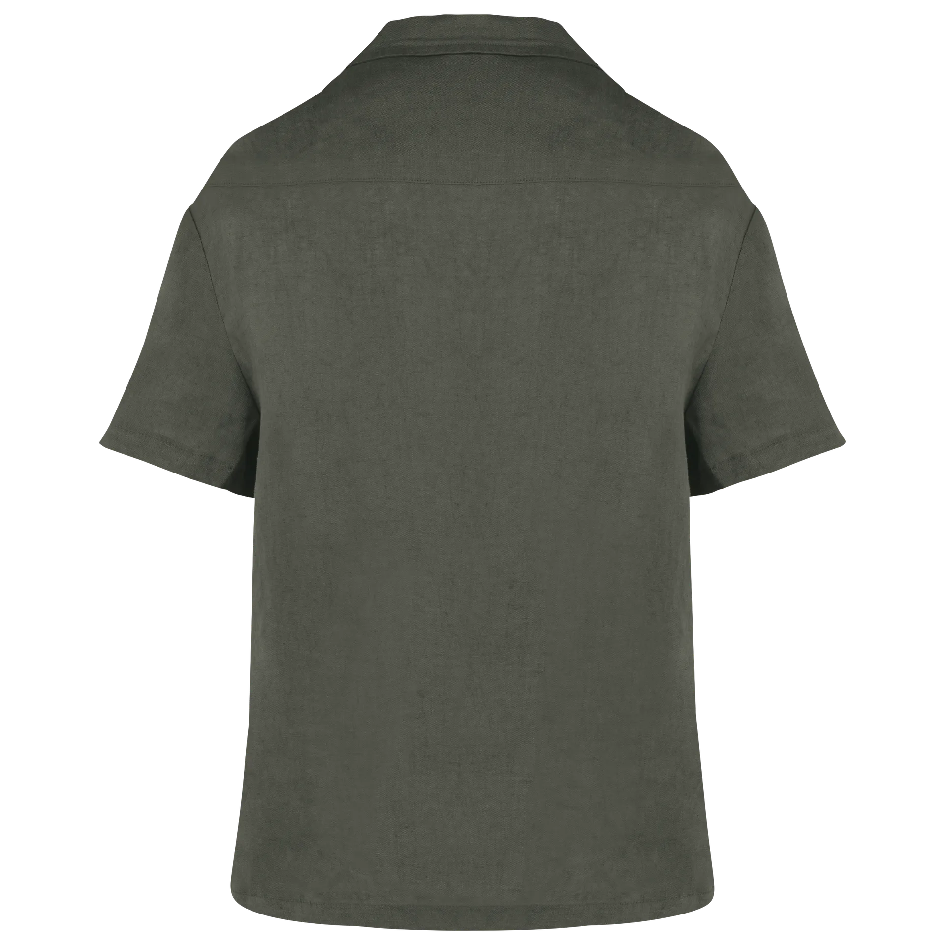 Damenhemd aus Leinen mit kurzen Ärmeln und Bowling-Kragen