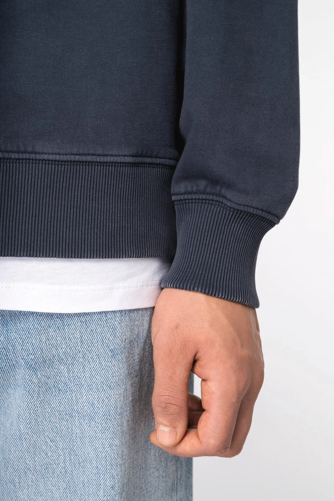 Ausgewaschenes umweltfreundliches Oversize Unisex-Sweatshirt mit Rundhalsausschnitt