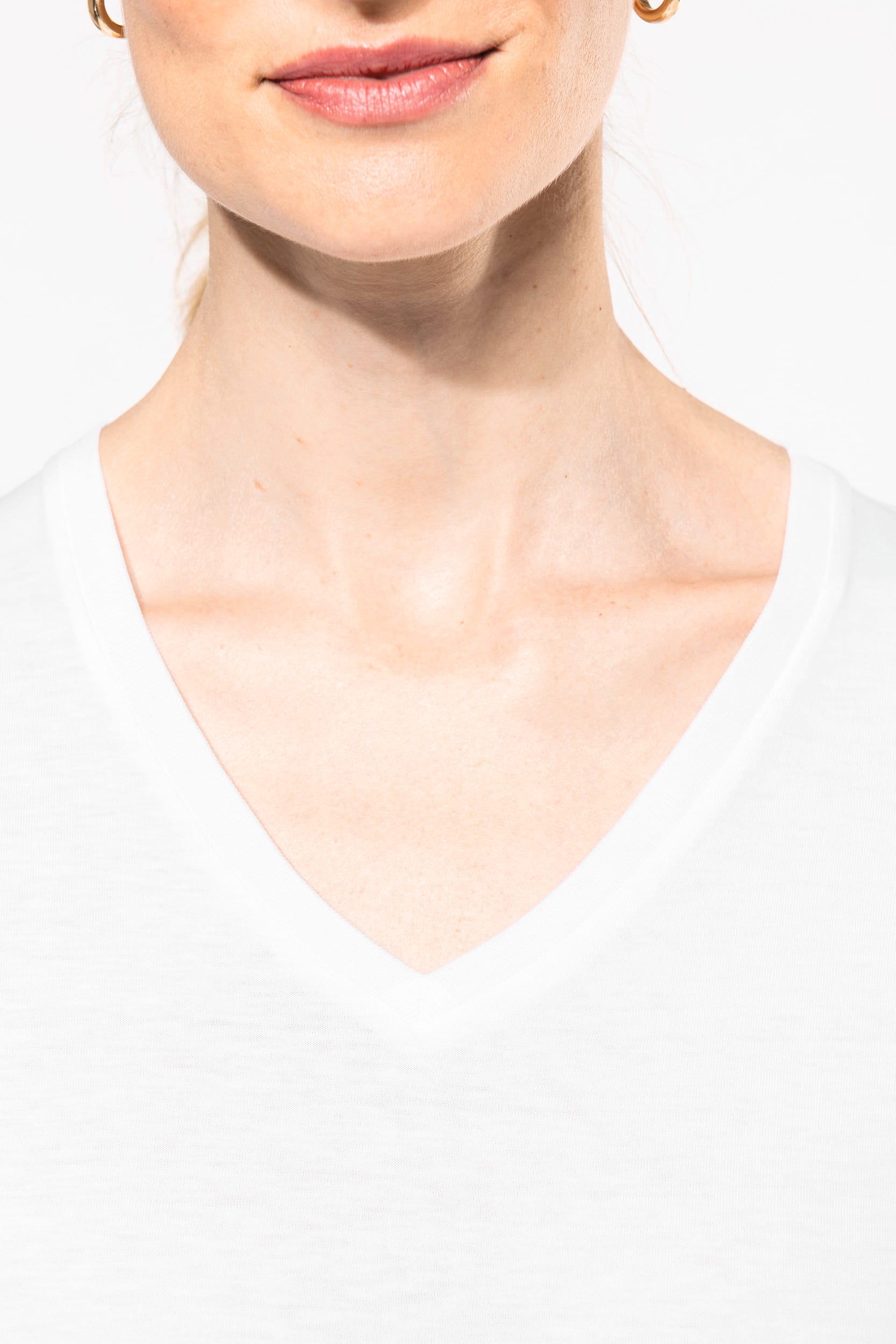 Supima® Damen-T-Shirt mit V-Ausschnitt und langen Ärmeln