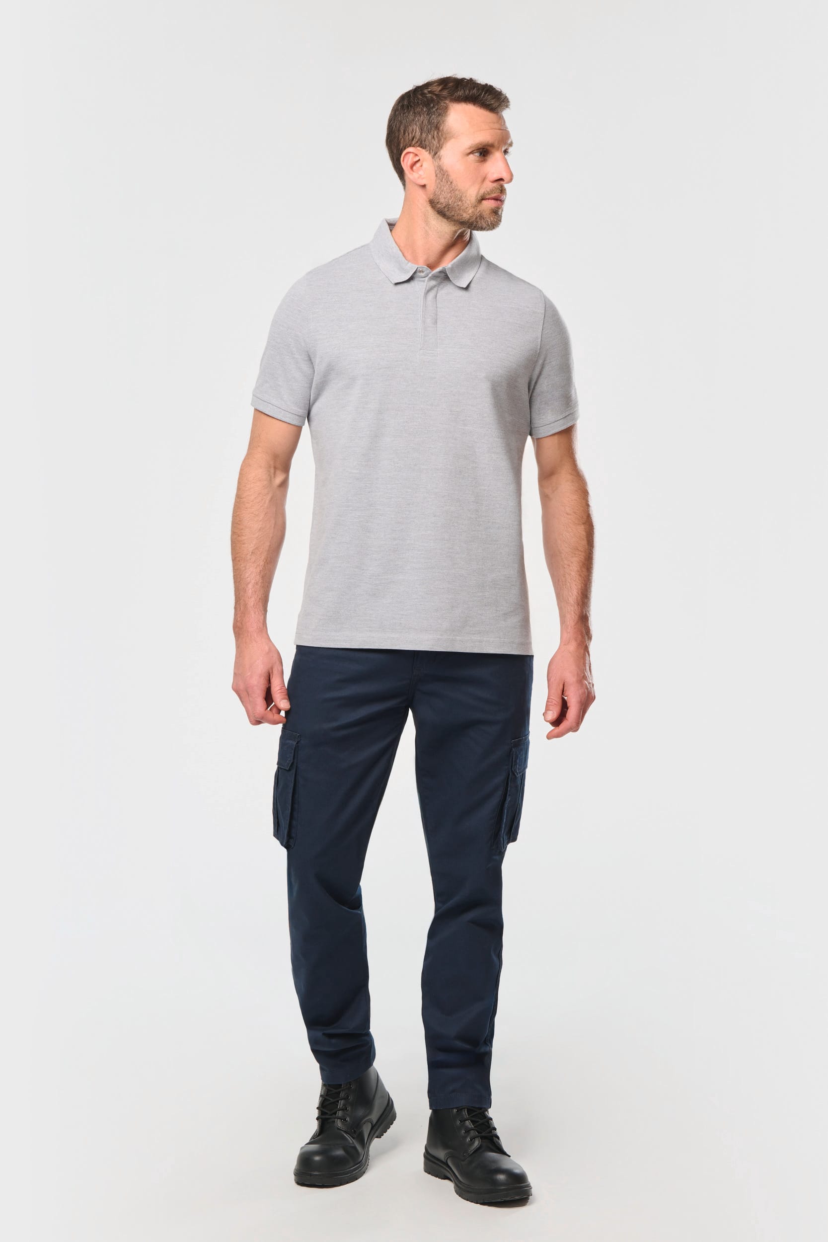 Kurzarm-Polohemd für Herren mit Druckknopfleiste am Kragen