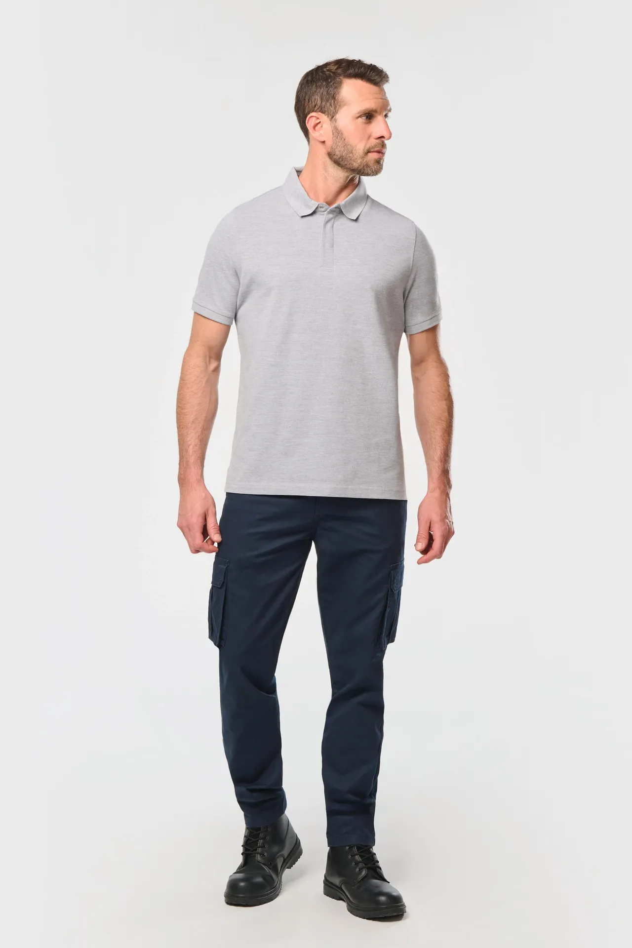 Kurzarm-Polohemd für Herren mit Druckknopfleiste am Kragen