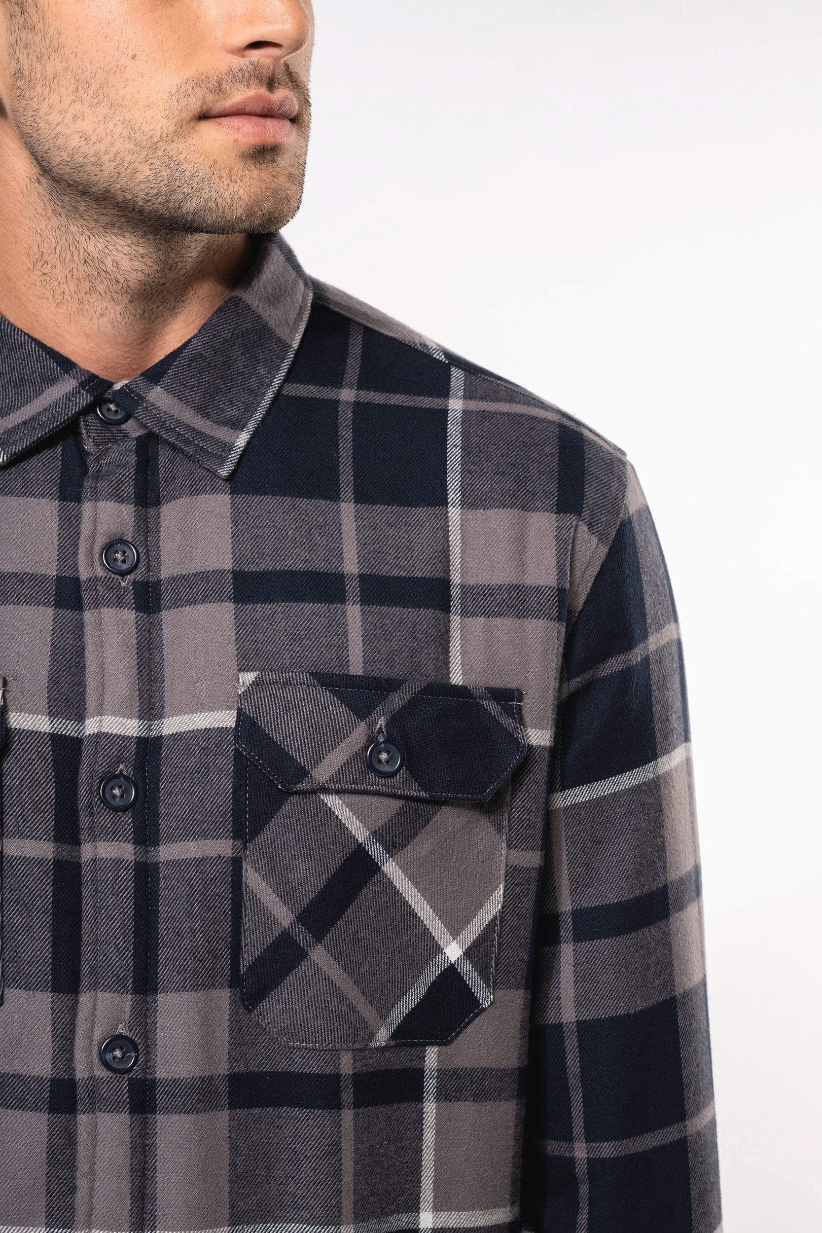 Karo-Hemdjacke mit Sherpa-Futter
