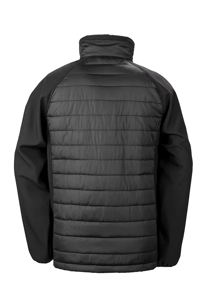 Black compass padded soft shell jacke