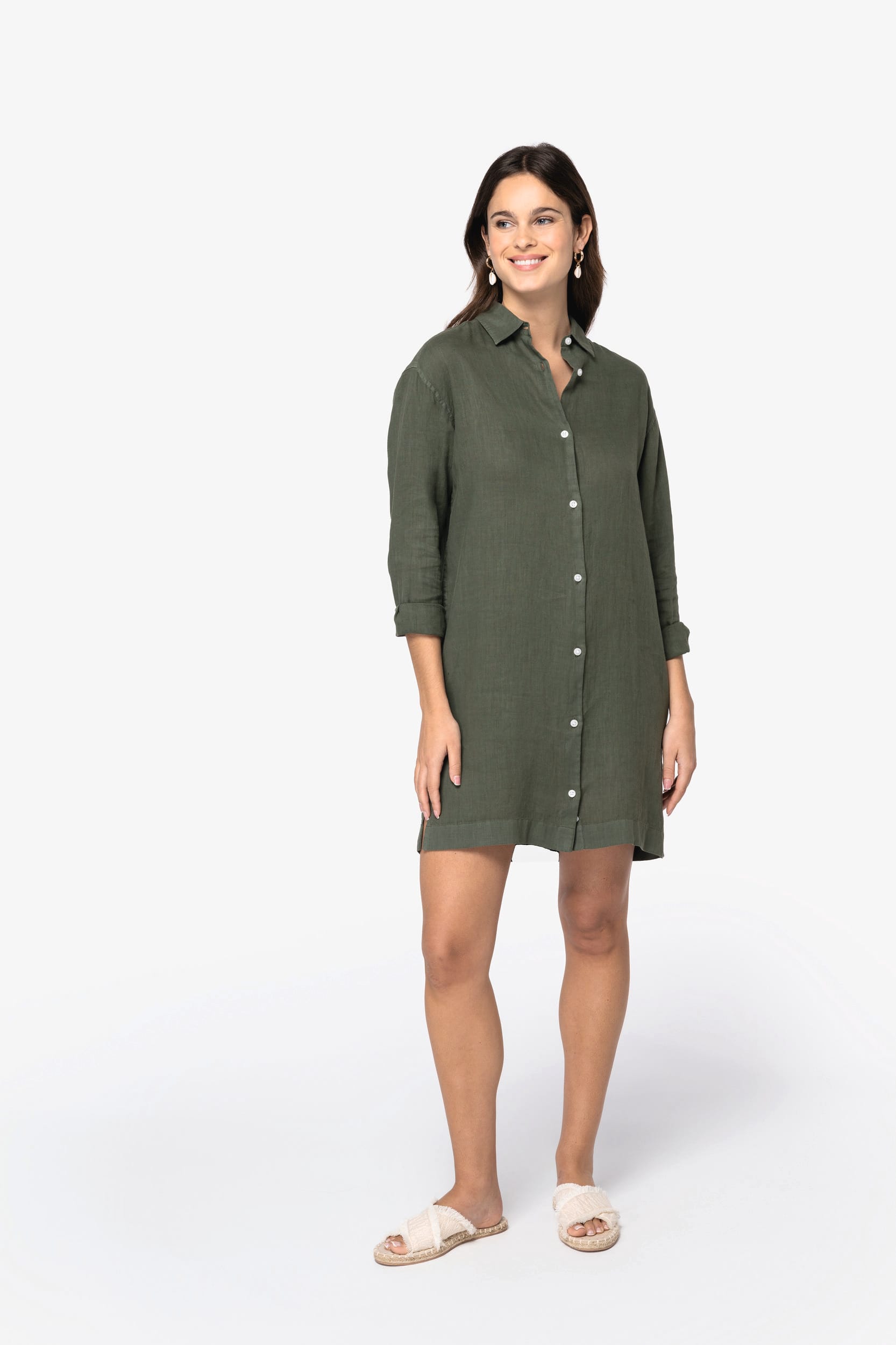 Hemdblusenkleid aus Leinen für Damen