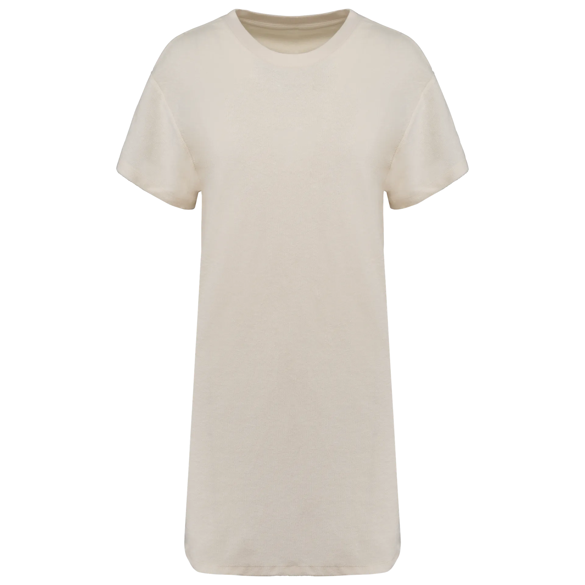 Umweltfreundliches Damen-T-Shirt-Kleid aus Frottee mit überschnittener Schulterpartie