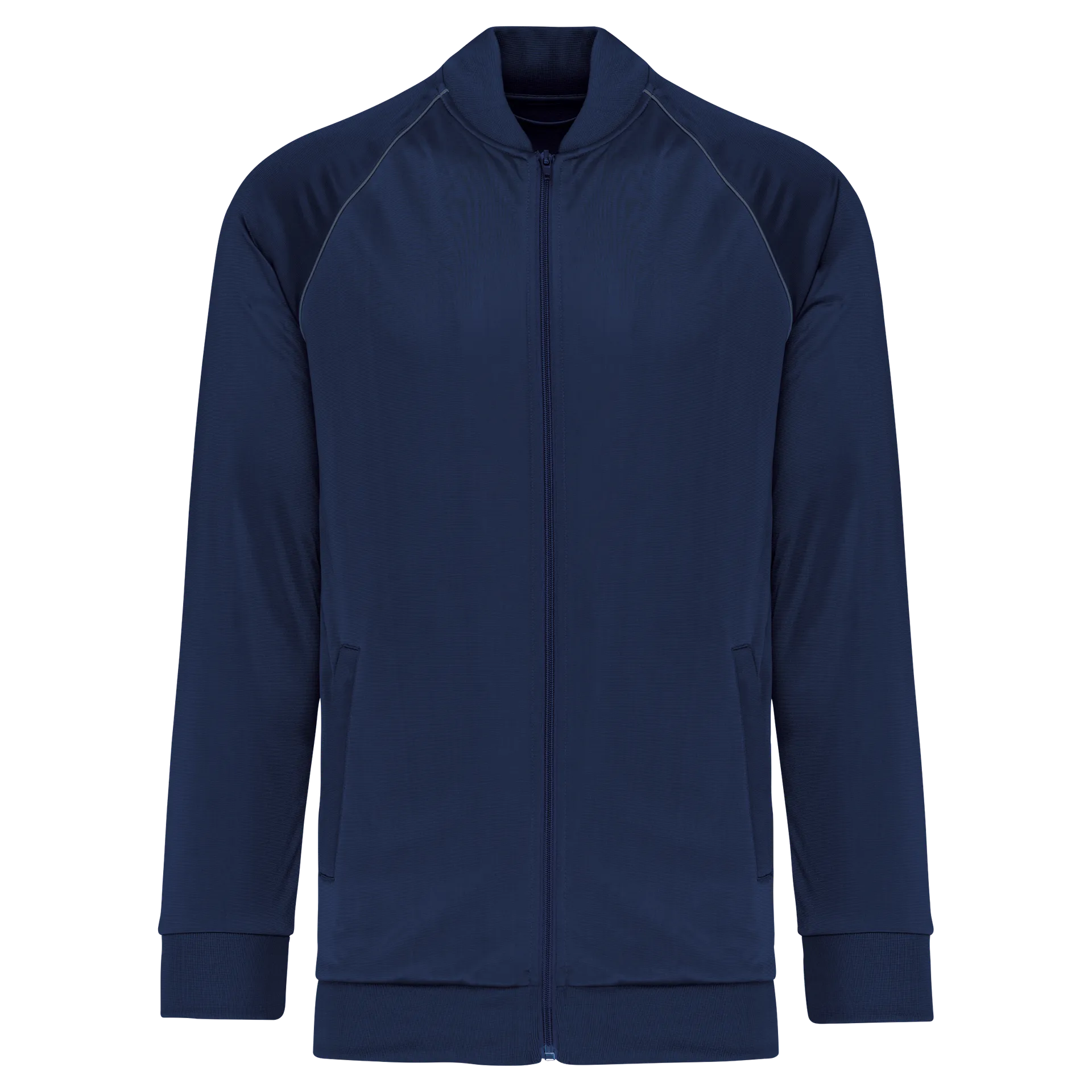 Unisex-Trainingsjacke mit Reißverschluss und Paspel