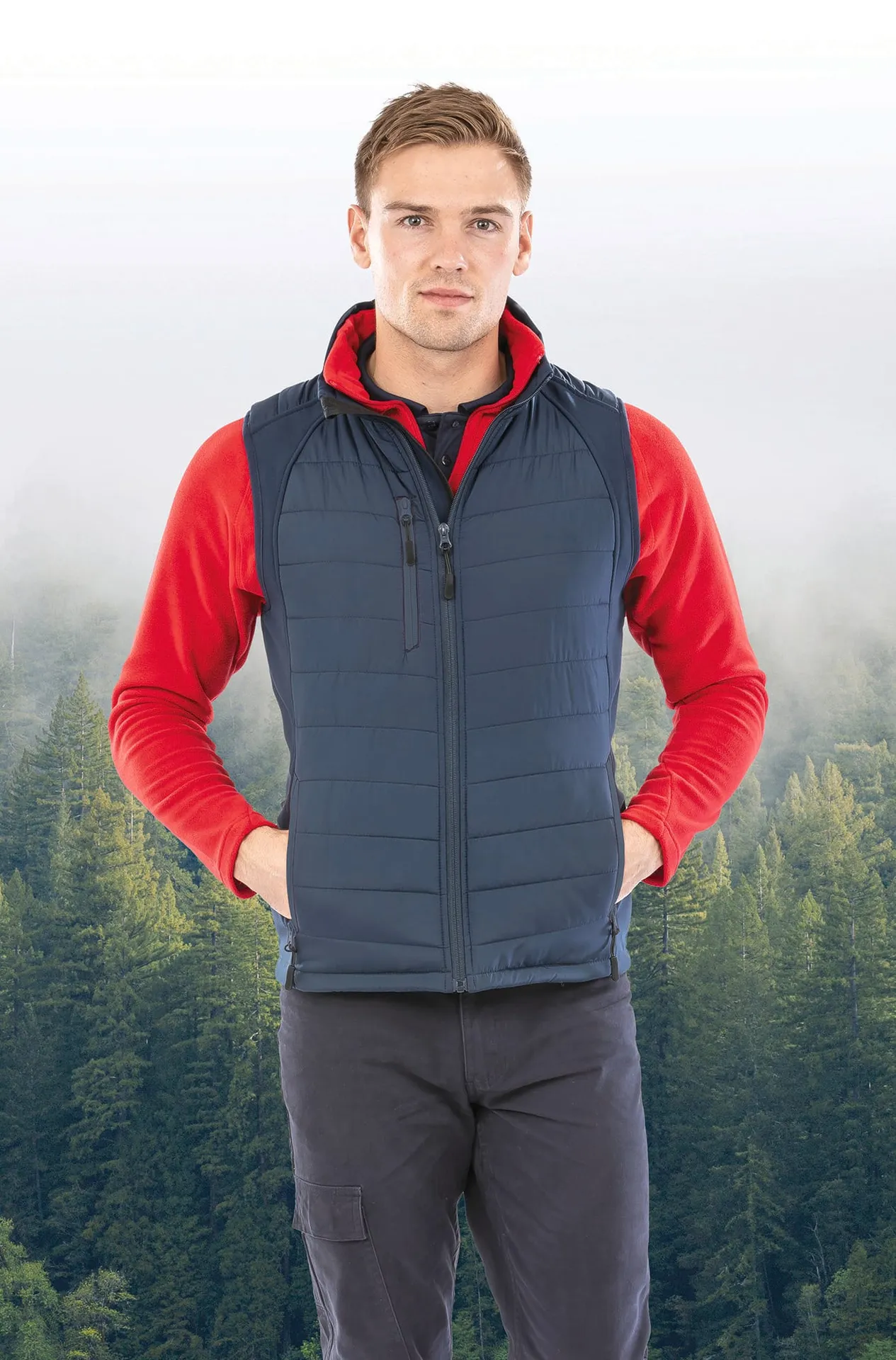 Black compass padded soft shell gilet