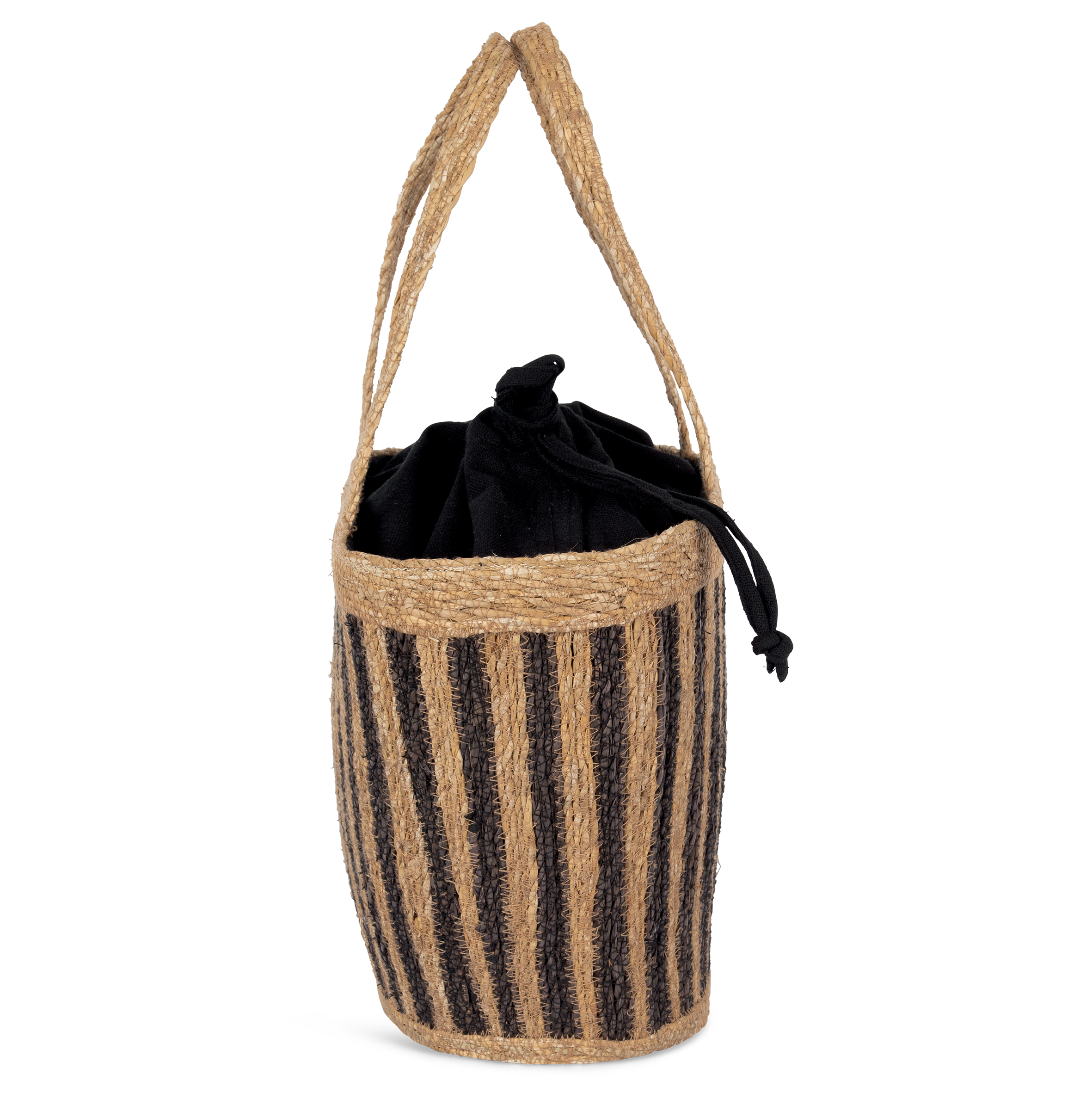 Gestreifte Korbtasche aus Seegras