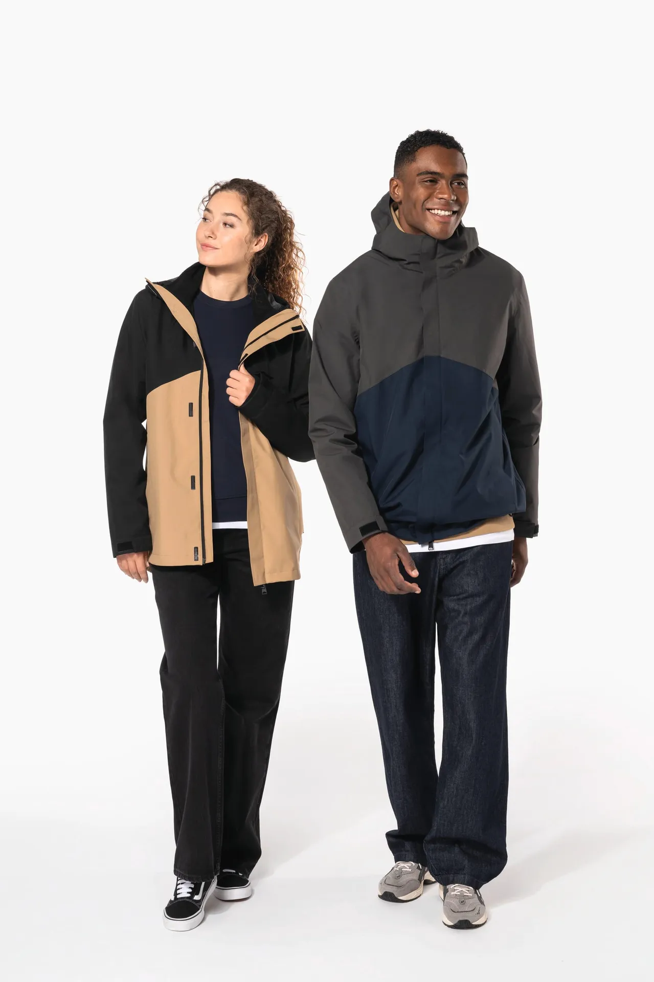 Wasserdichter 3-in-1-Unisex-Parka mit zweifarbiger Kapuze