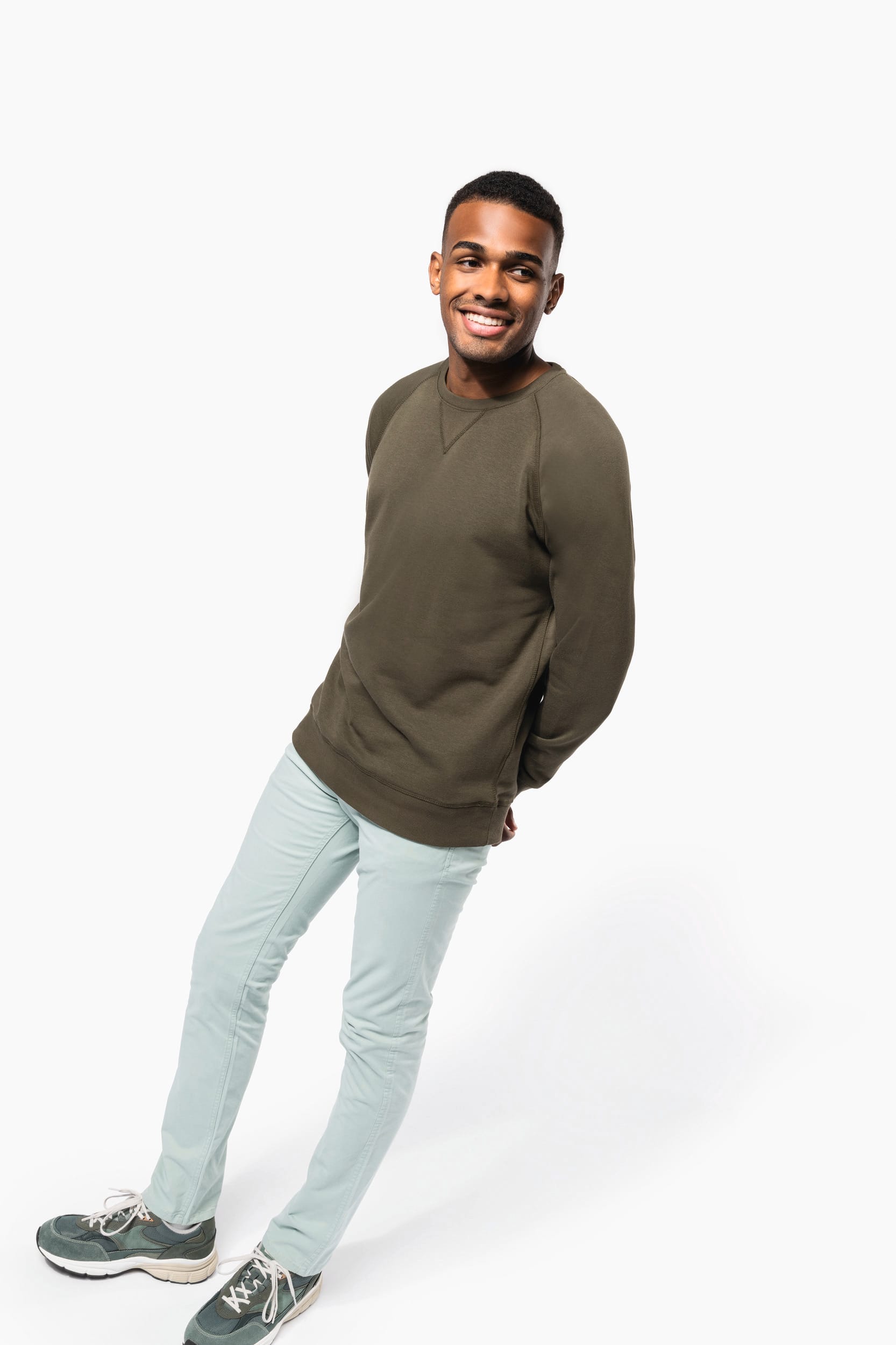 Herren Sweatshirt BIO-BAUMWOLLE Rundhalsausschnitt Raglanärmel
