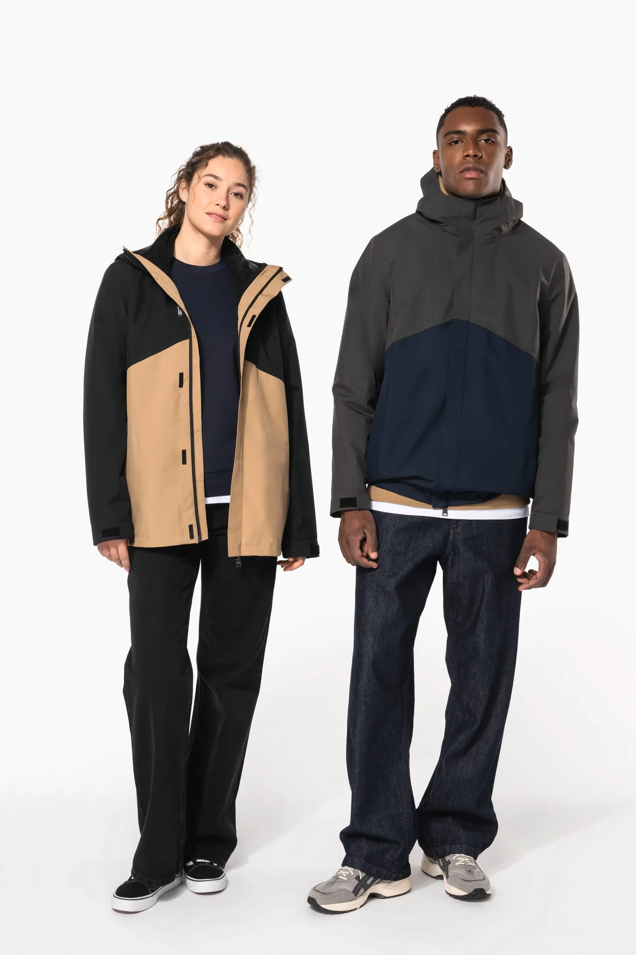 Wasserdichter 3-in-1-Unisex-Parka mit zweifarbiger Kapuze