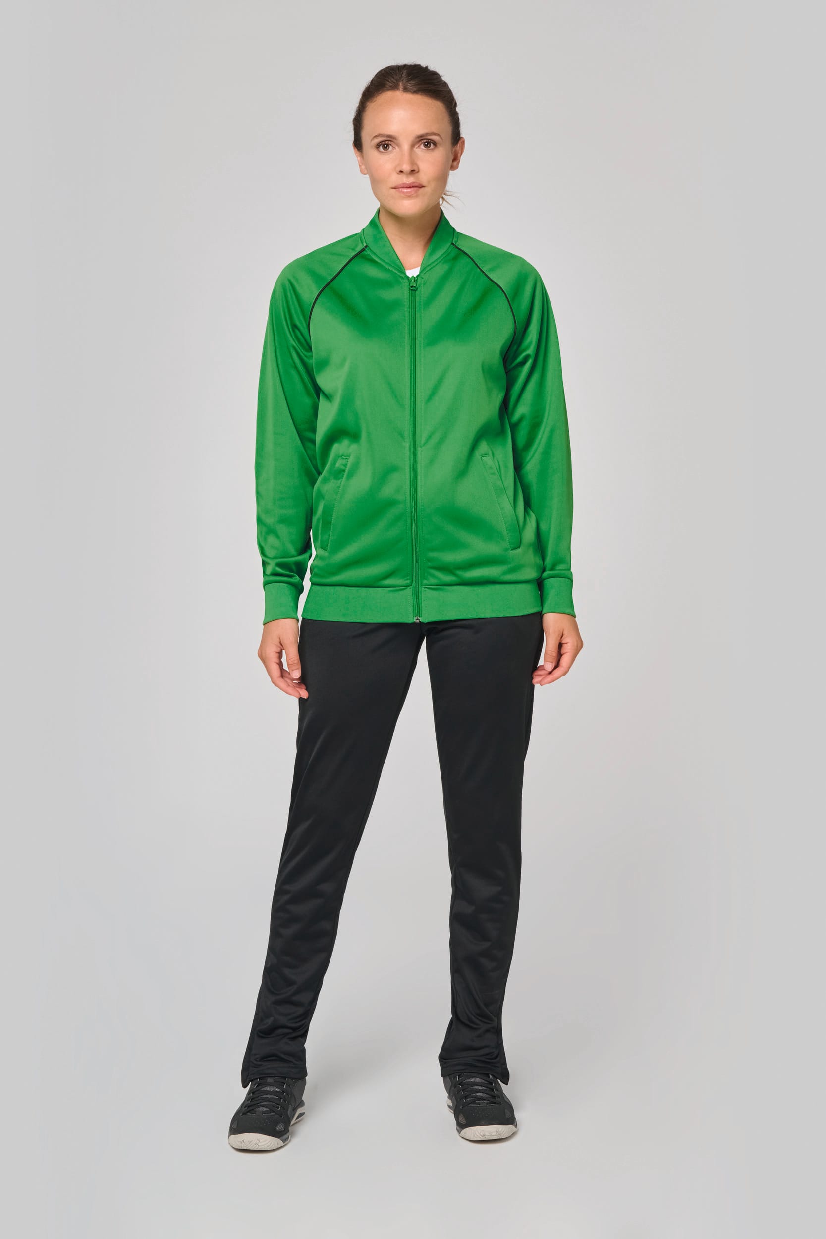 Unisex-Trainingsjacke mit Reißverschluss und Paspel