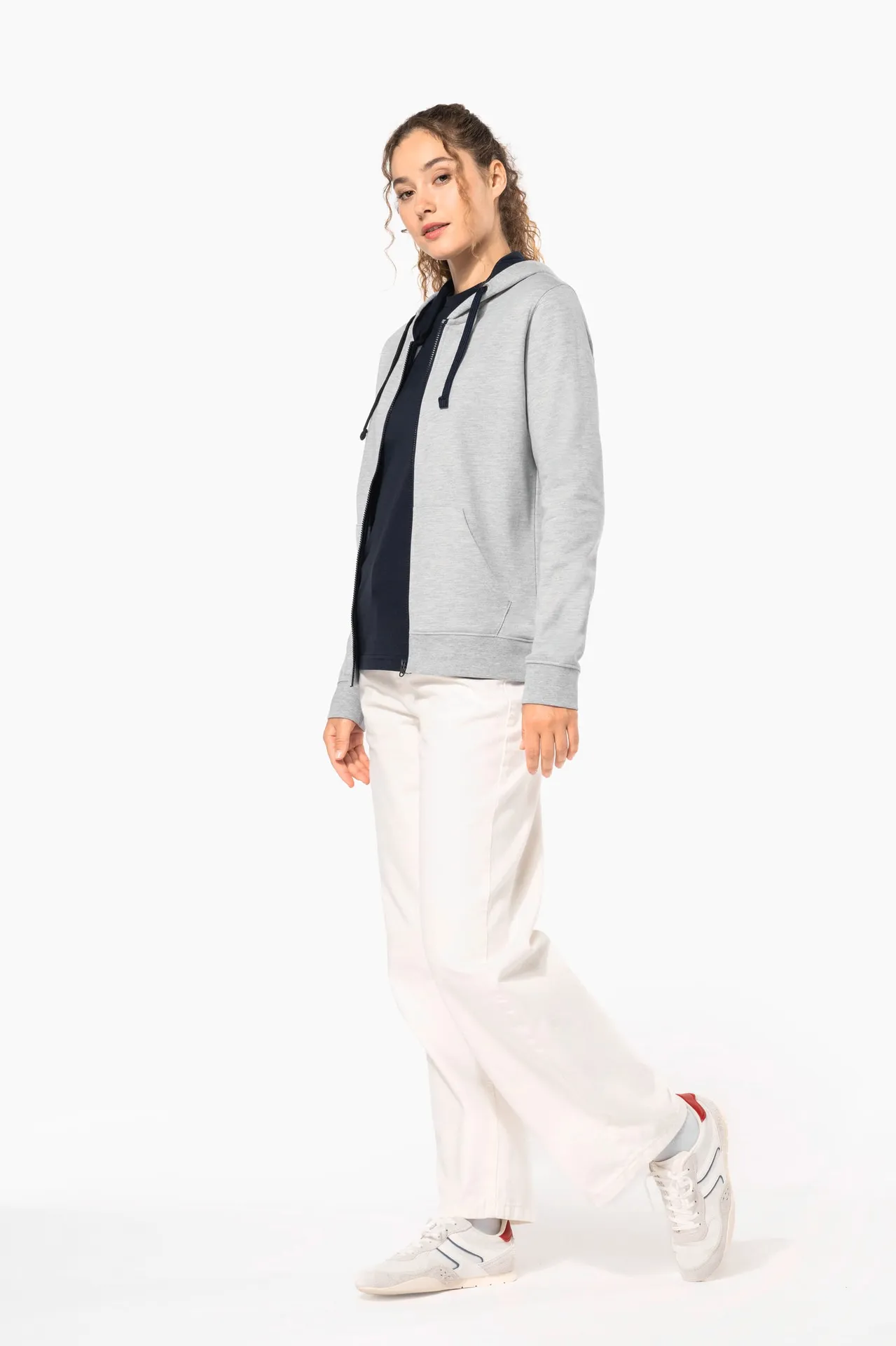 DAMEN-KAPUZENSWEATSHIRT BICOLOR mit Reißverschluss