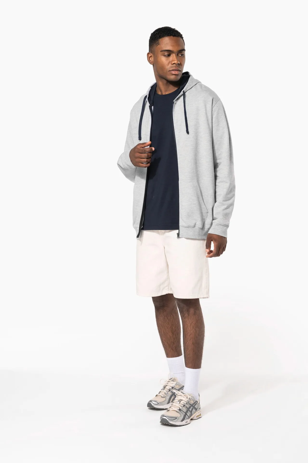 HERREN-KAPUZENSWEATSHIRT BICOLOR mit Reißverschluss