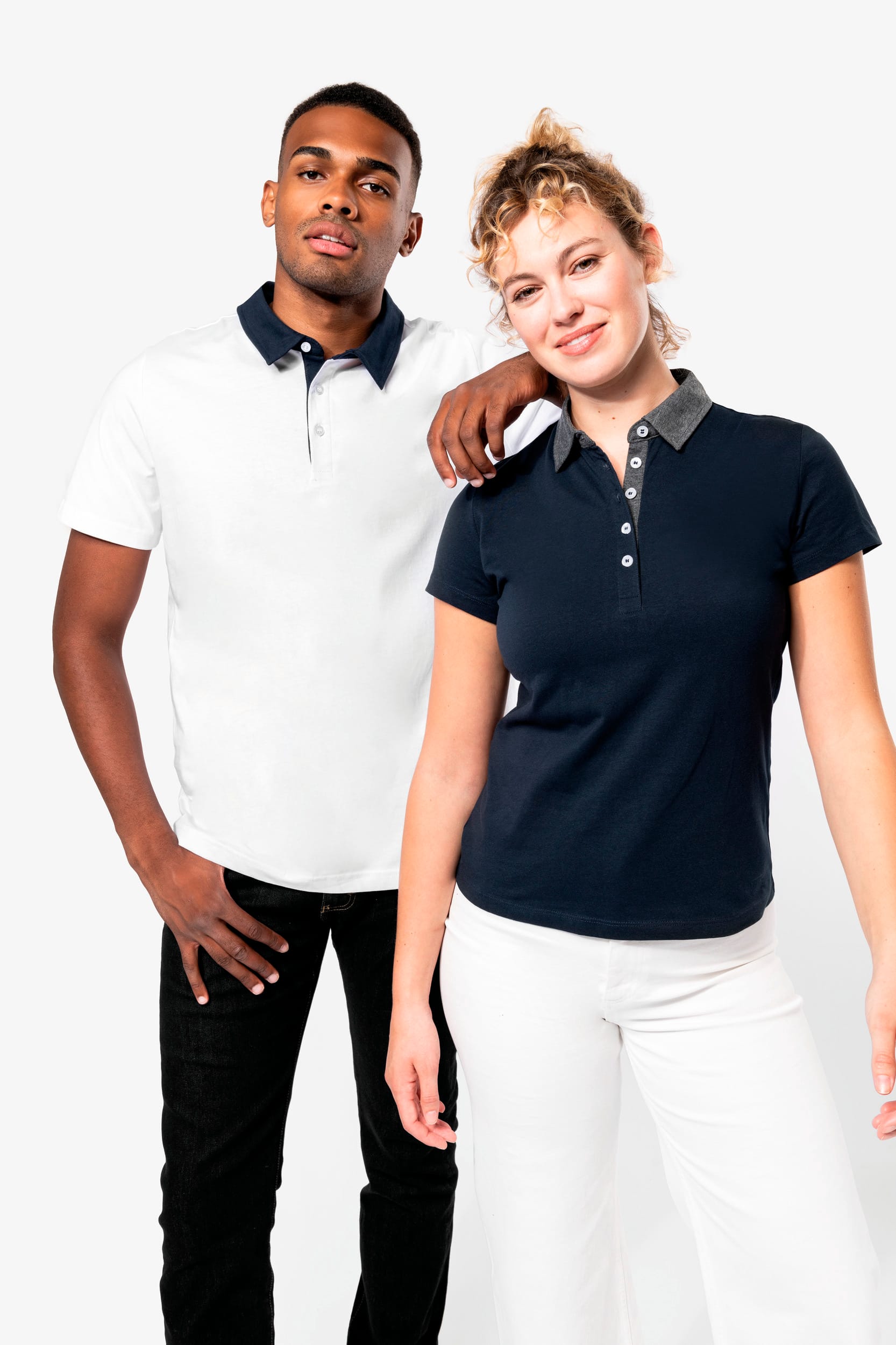 Zweifarbiges Jersey-Polohemd für Damen