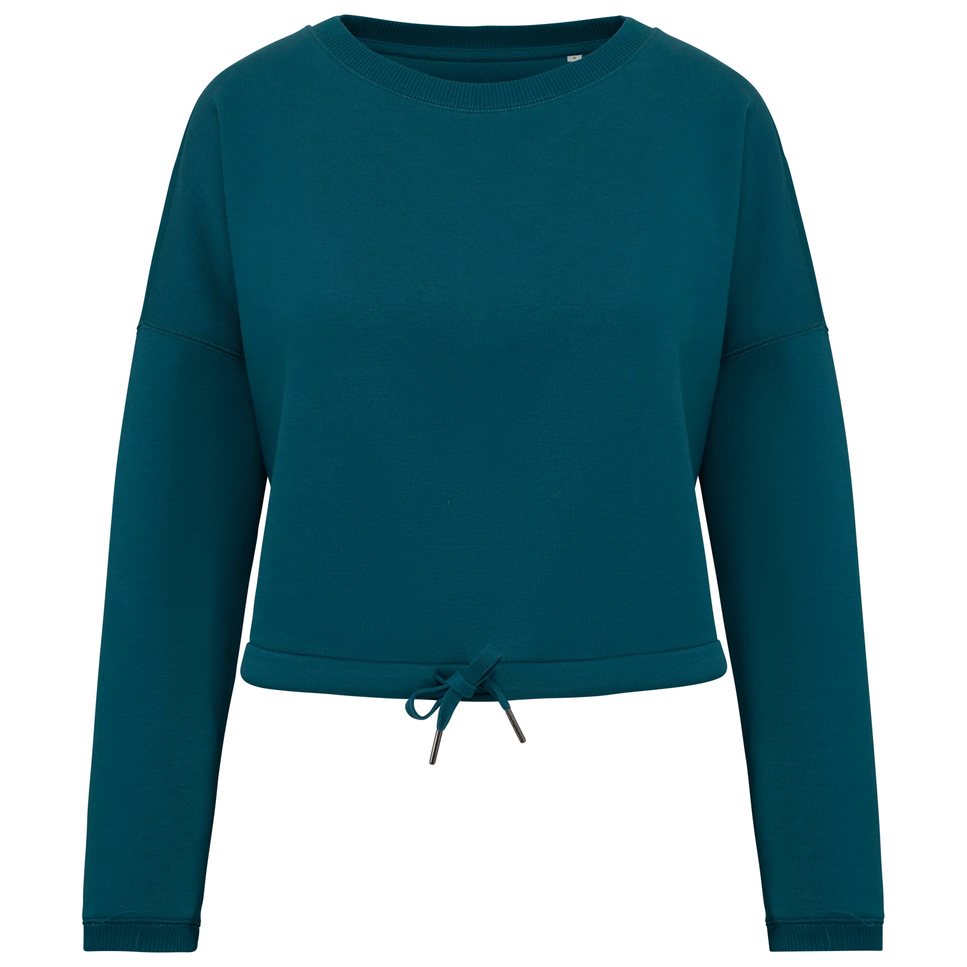 Umweltfreundliches cropped Oversize Damen Sweatshirt mit Rundhalsausschnitt