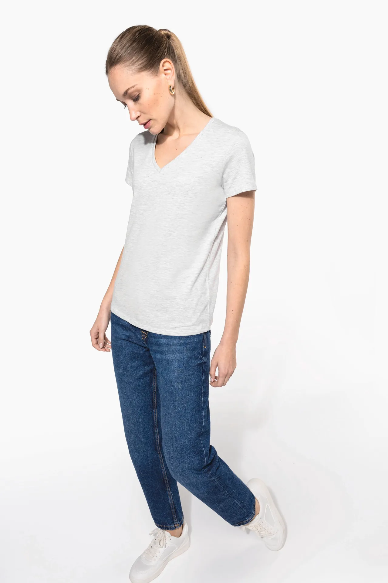 Damen-T-Shirt mit kurzen Ärmeln und V-Ausschnitt