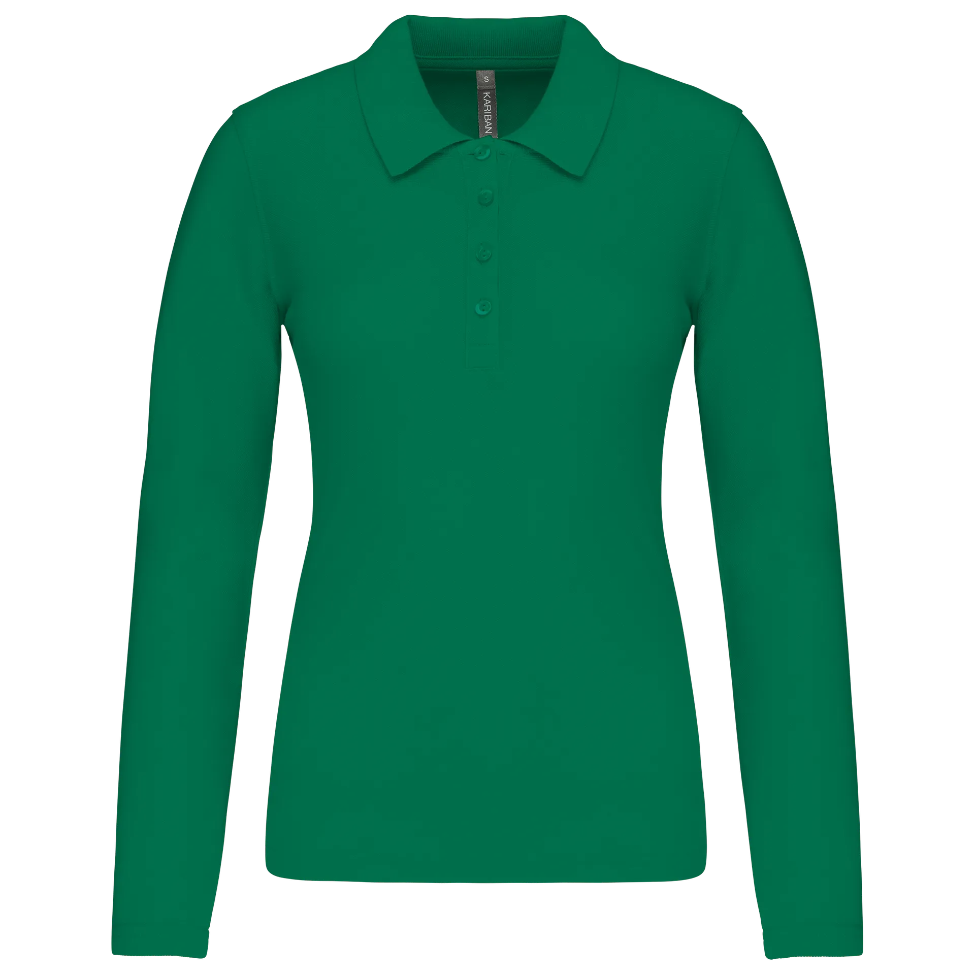 Damen Langarm-Polohemd. Baumwollpiqué