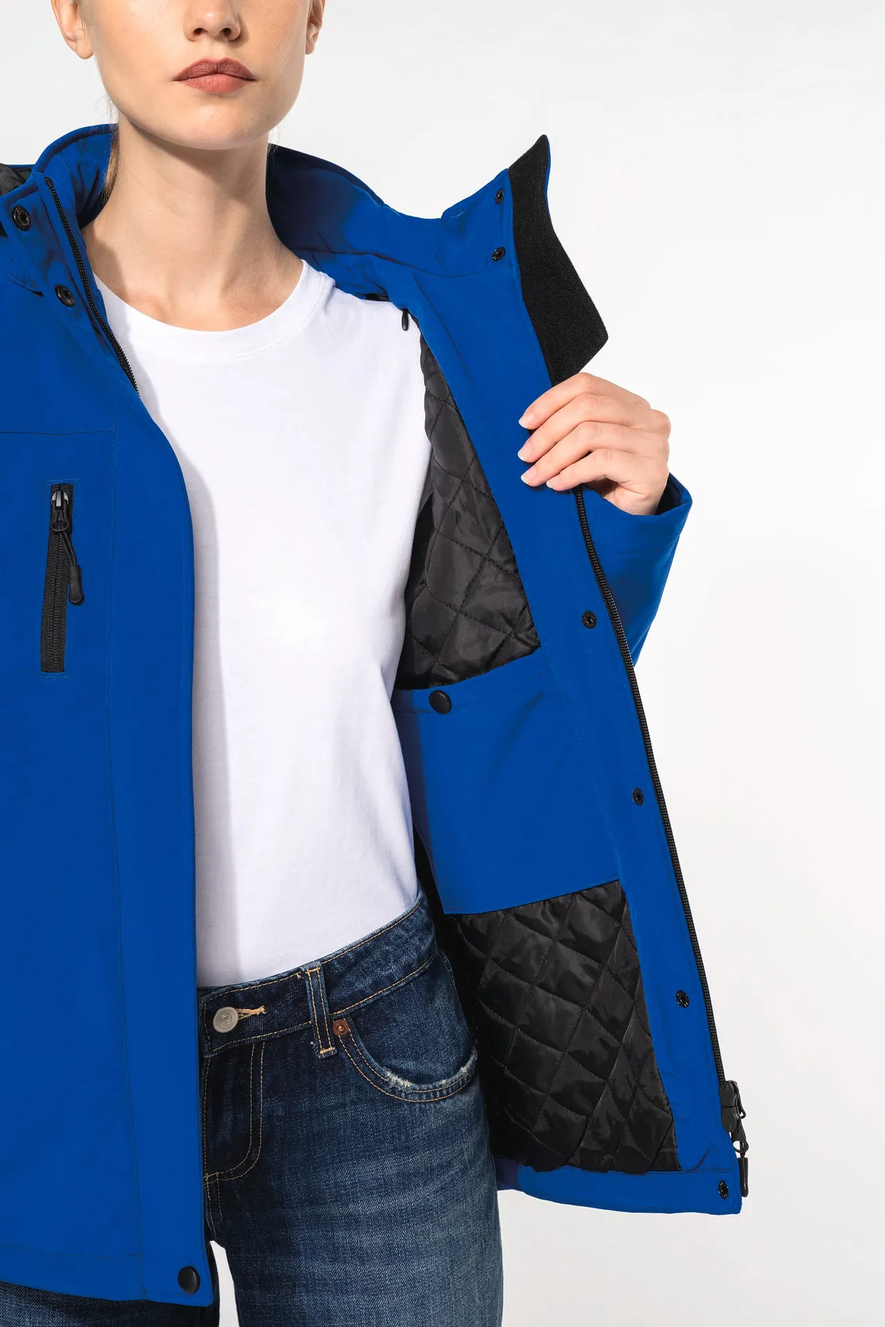 Damenparka Softshell wattiert mit Kapuze