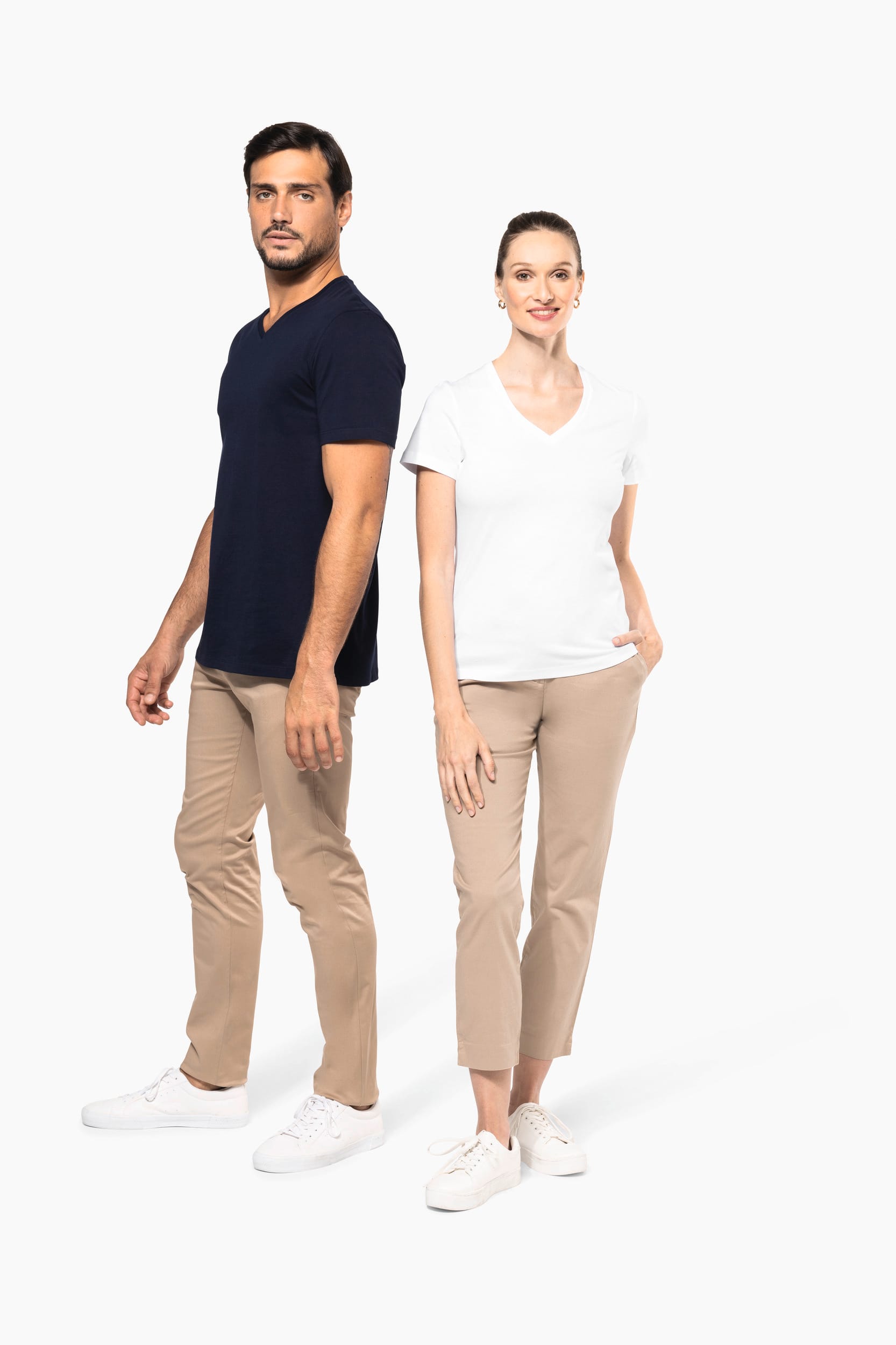 Supima® Damen-T-Shirt mit V-Ausschnitt und kurzen Ärmeln