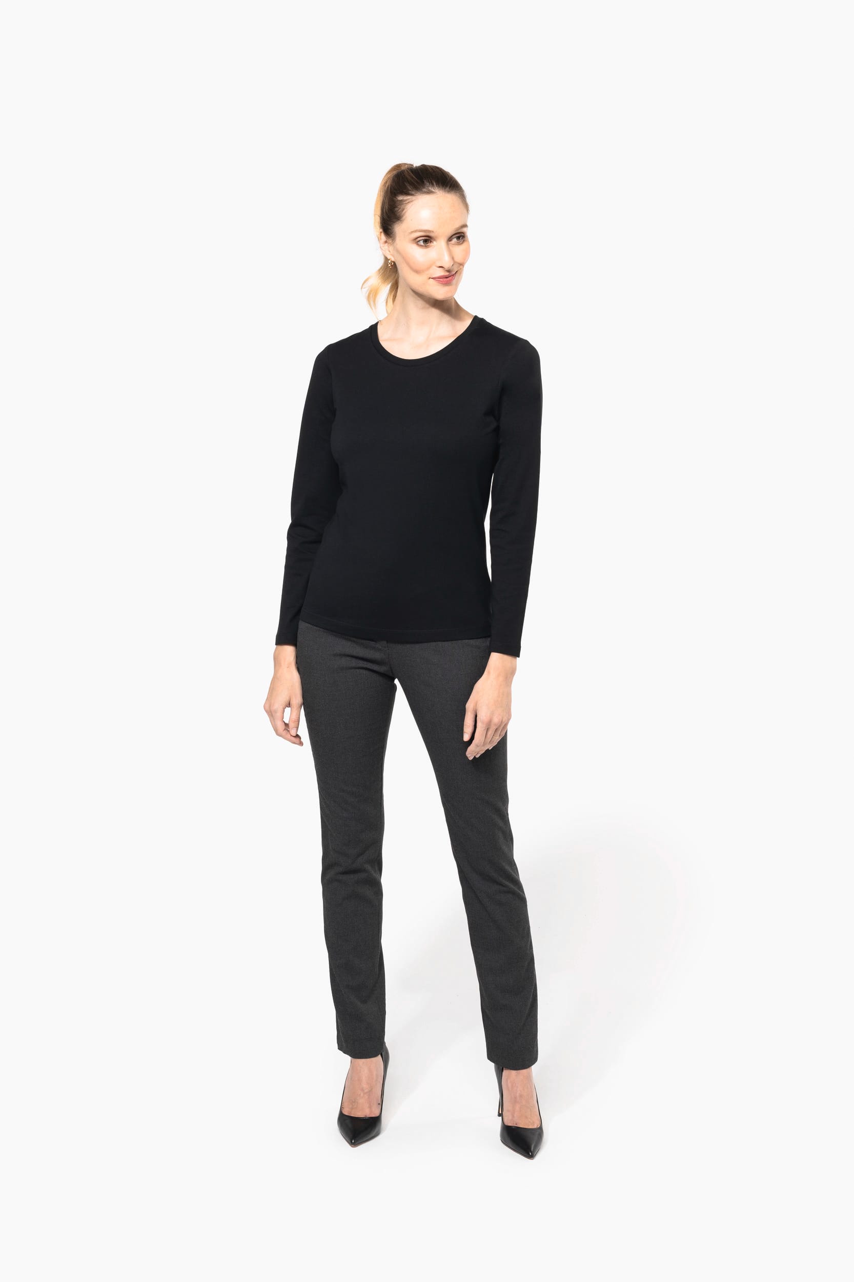 Supima® Damen-T-Shirt mit Rundhalsausschnitt und langen Ärmeln