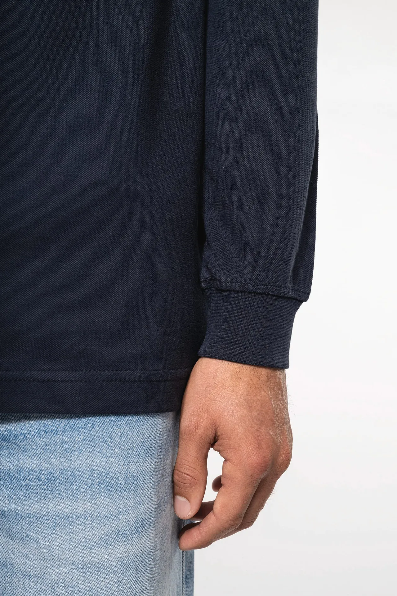 Herren Langarm-Polohemd. Baumwollpiqué