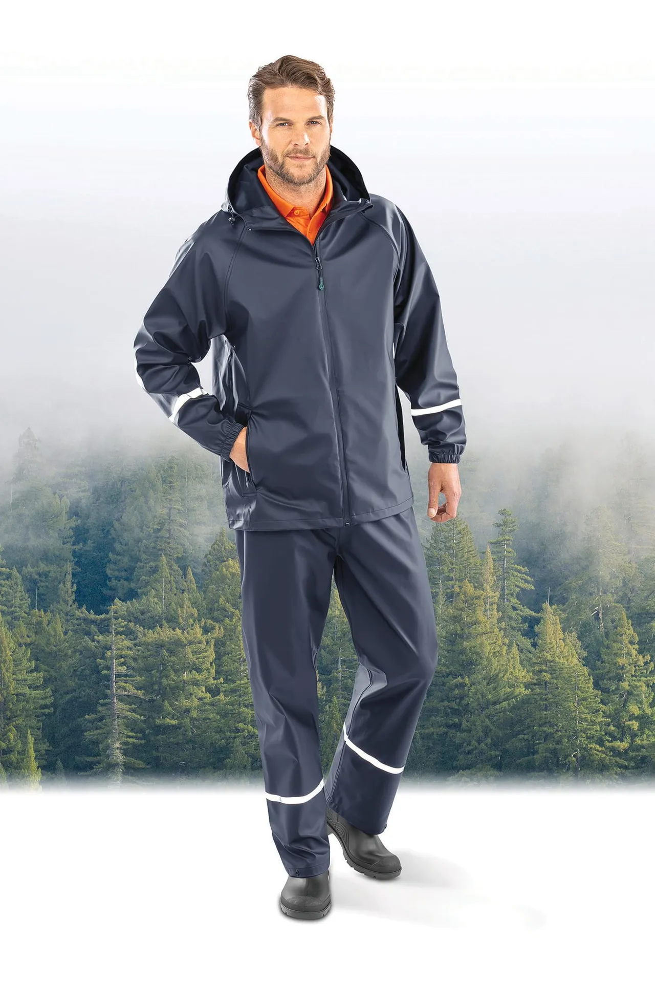 Wasserdichte Prism PU-Jacke mit reflektierenden Streifen