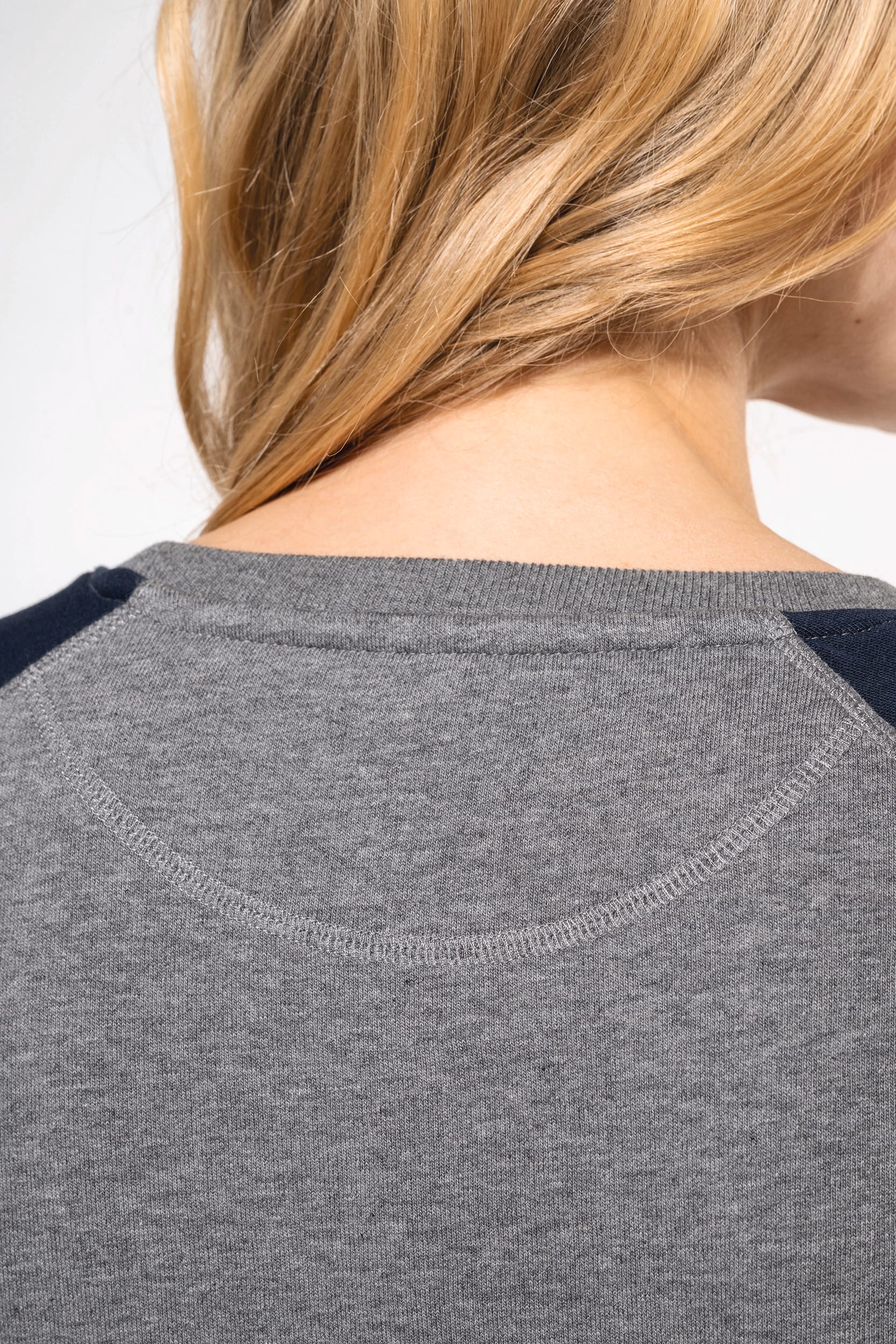 Zweifarbiges Damen-Sweatshirt French Terry BIO mit Rundhalsausschnitt und Raglanärmeln