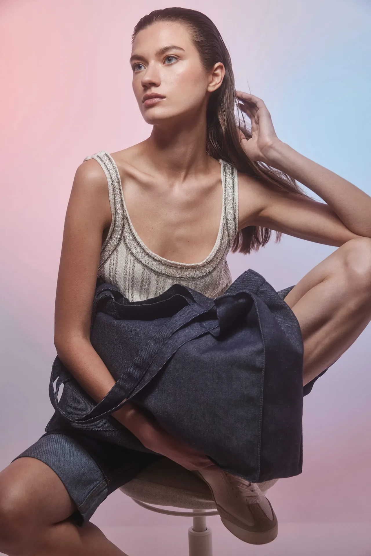 Große Shoppingtasche aus Denim