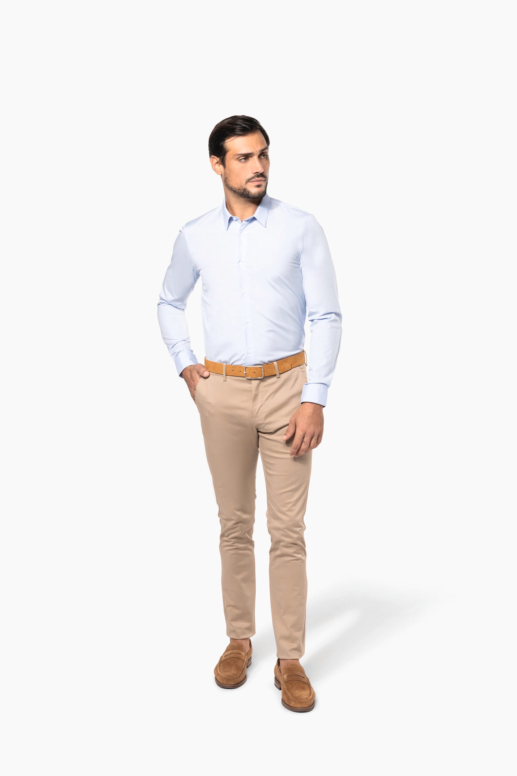 Popeline-Hemd für Herren mit langen Ärmeln