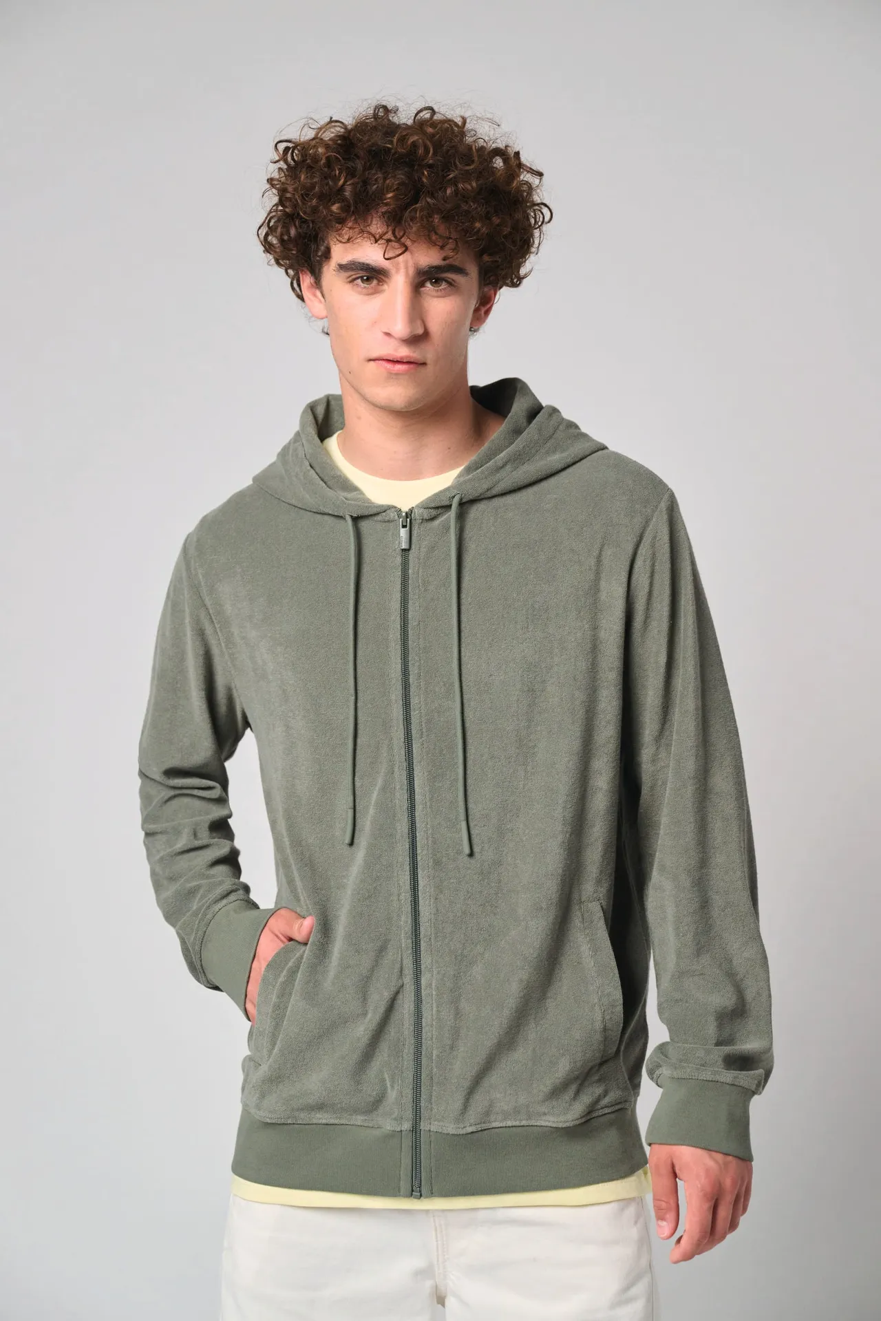 Umweltfreundliches Kapuzensweatshirt aus Frottee mit Reißverschluss für Herren